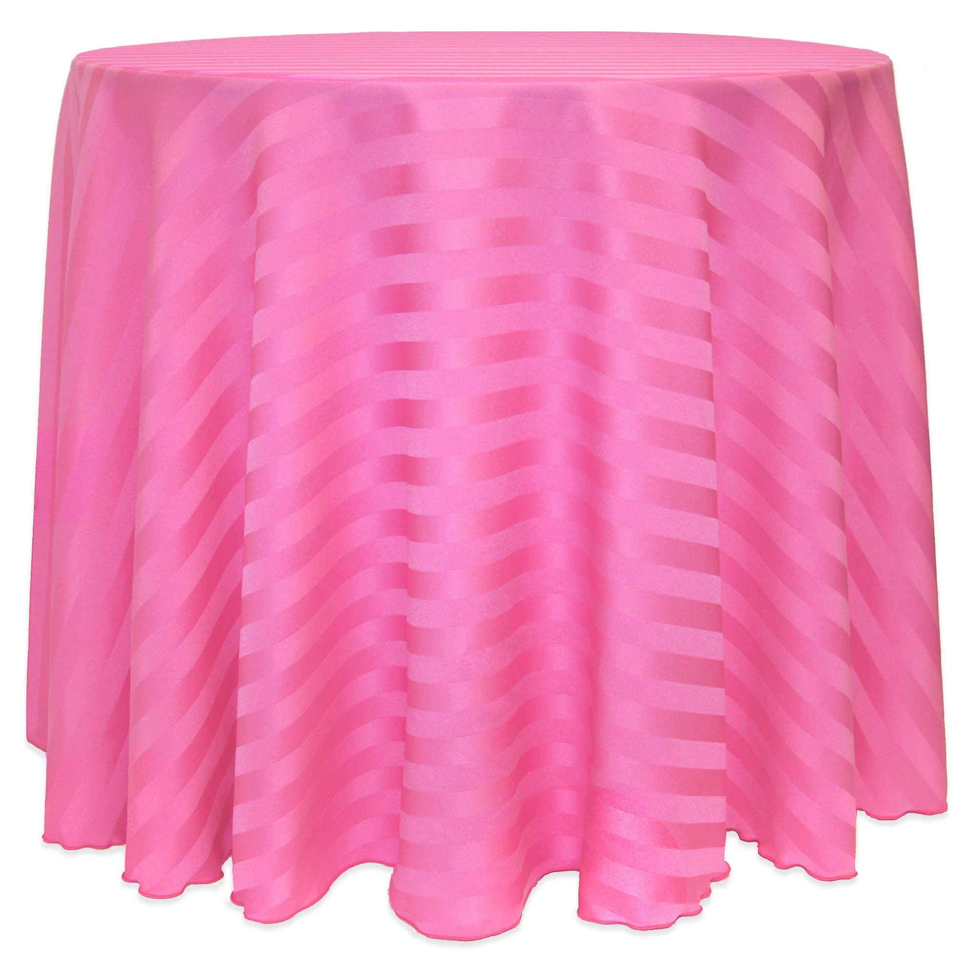10 Pack Satin Stripe 60 Inch Round Tablecloth for Wedding, Party & Restaurant - Watermelon Red Washable Polyester Fabric - Fits Tables Under 60 Inches Diameter - Elegant Dining & Event Decor