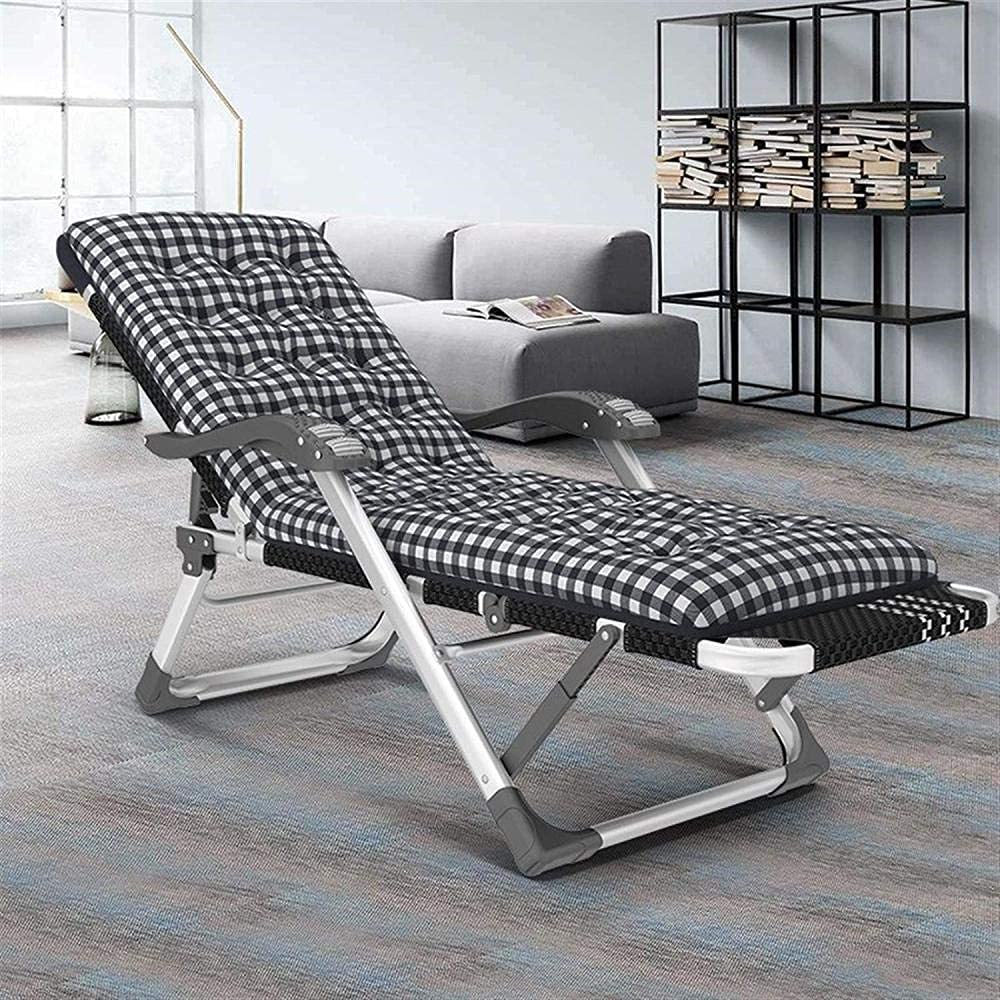 White & Black Adjustable Folding Outdoor Lounge Chair with Cushion - Garden Recliner, Sun Lounger for Poolside, Beach, Patio, Camping & Backyard Relaxation | Weather-Resistant Comfort for Outdoor Living