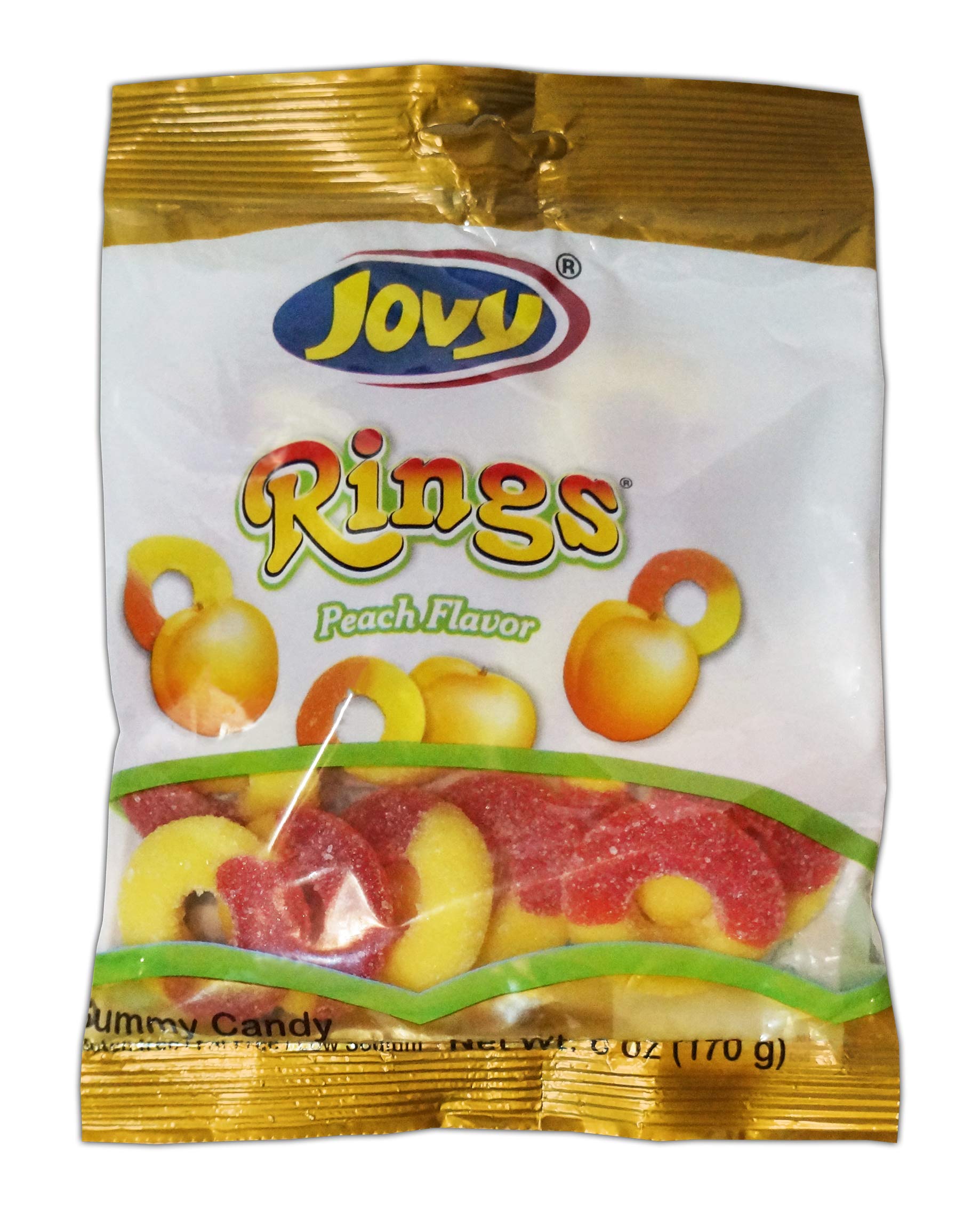 Jovy Gummies Peach Flavor Ring Candy - 6 oz Bag of Chewy Peach Rings | Perfect for Snacking, Parties & Lunchboxes