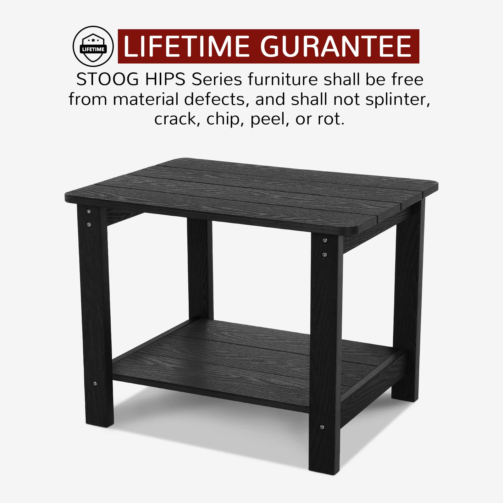 Stoog 22.8 Inch Large Outdoor Side Table with 2-Tier Storage - Weatherproof Rectangular Patio End Table (22.8