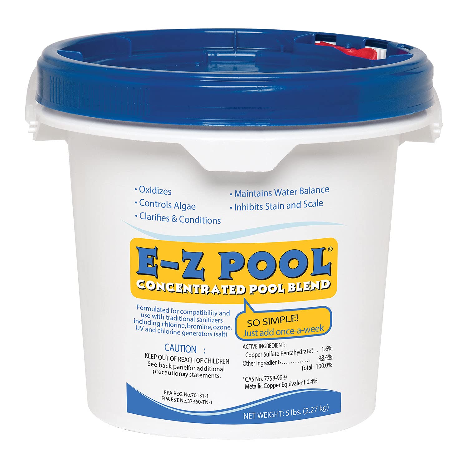 EZ Spa EZP05 EZ Pool 5LB Concentrated Weekly Algaecide Oxide Swimming Pool Chemical Cleaner Treatment (2 Pack) - Kills & Prevents Algae for Crystal Clear Water - Perfect for Inground & Above Ground Pools