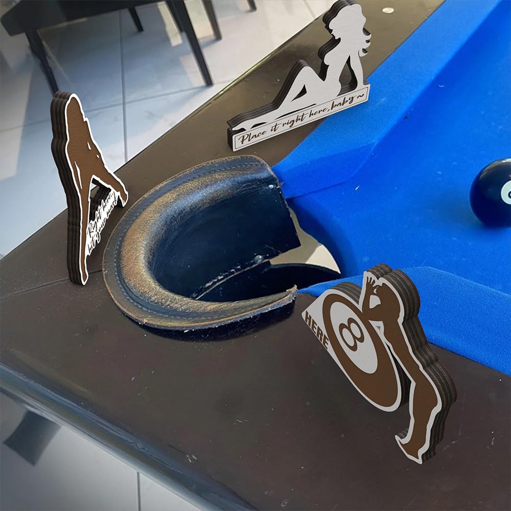 8 Ball Pocket Marker for Pool League - Wooden 8 Ball Woman Silhouette Pool Table Sign - Professional Tournament Alignment Ball Markers - Fun Game Accessories for 8-Ball Wins - Perfect for Home Bars, Pool Halls & Competitive Tournaments
