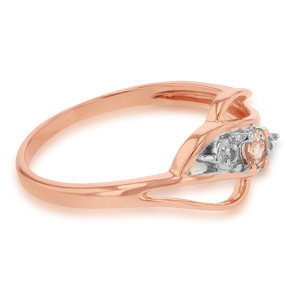 9ct Gold Morganite and Diamond Ring for Women - Elegant Rose Gold Engagement & Wedding Band - Perfect for Proposals, Anniversaries, and Special Occasions
