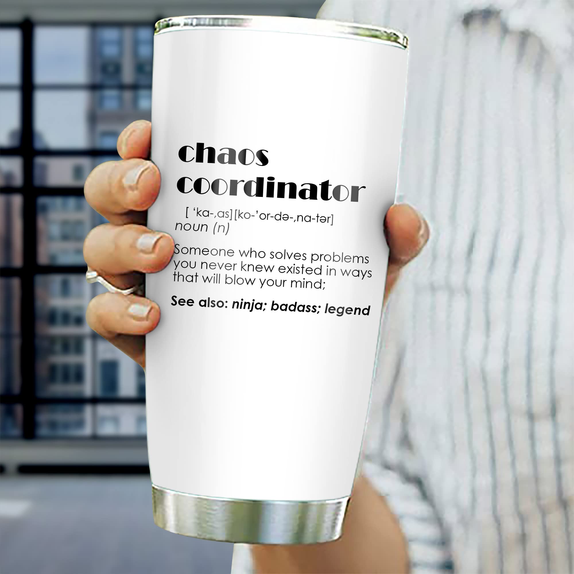 CHICKOR Chaos Coordinator Tumbler - 20oz Stainless Steel Insulated Coffee Travel Mug with Lid - Double Wall Vacuum Insulation for Hot & Cold Drinks - Perfect for Office, Commuting & Outdoor Adventures