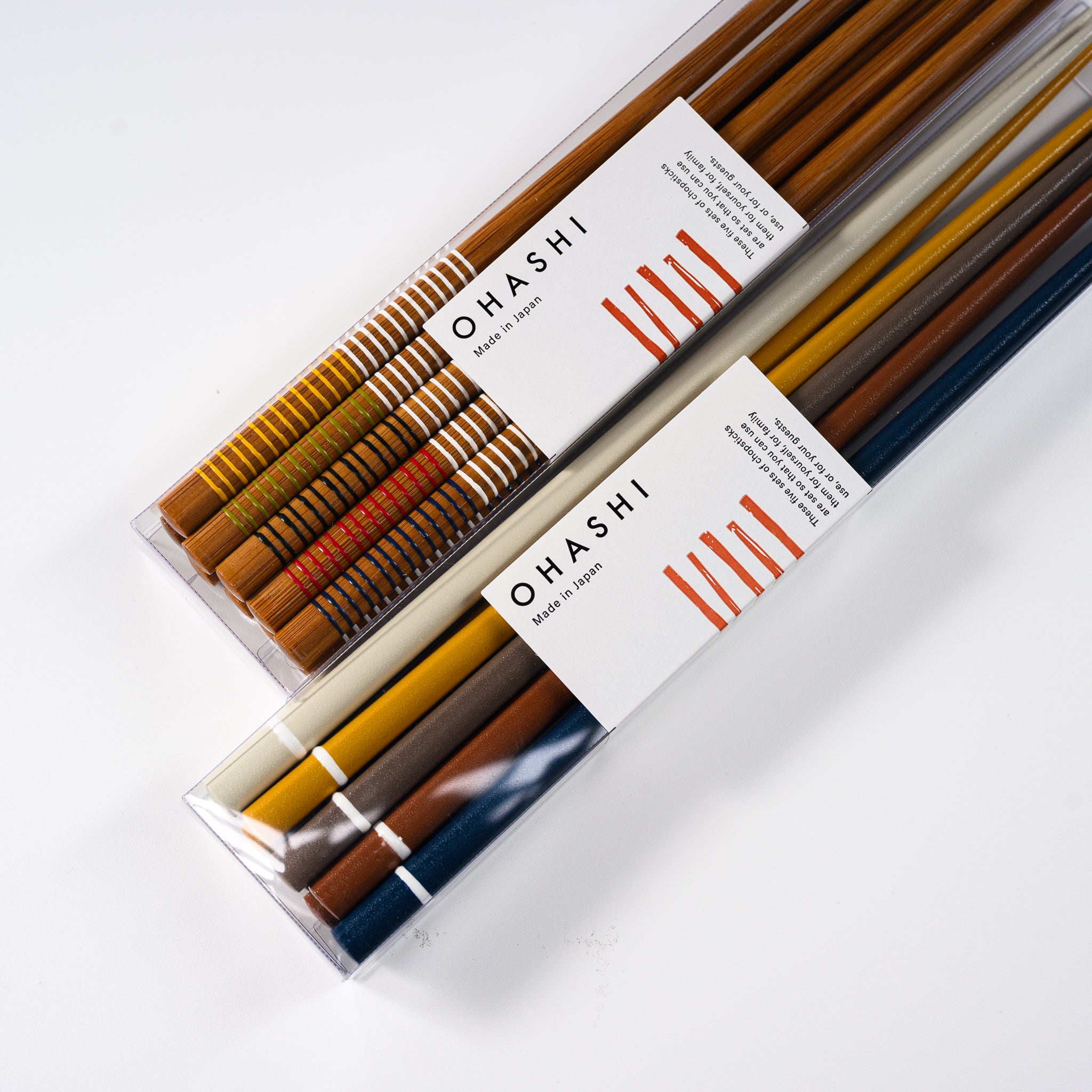 OHASHI Natural Wood Chopstick Set - 2 Colors, Japanese Style Reusable Chopsticks for Sushi, Ramen & Asian Cuisine - Eco-Friendly Dining Utensils