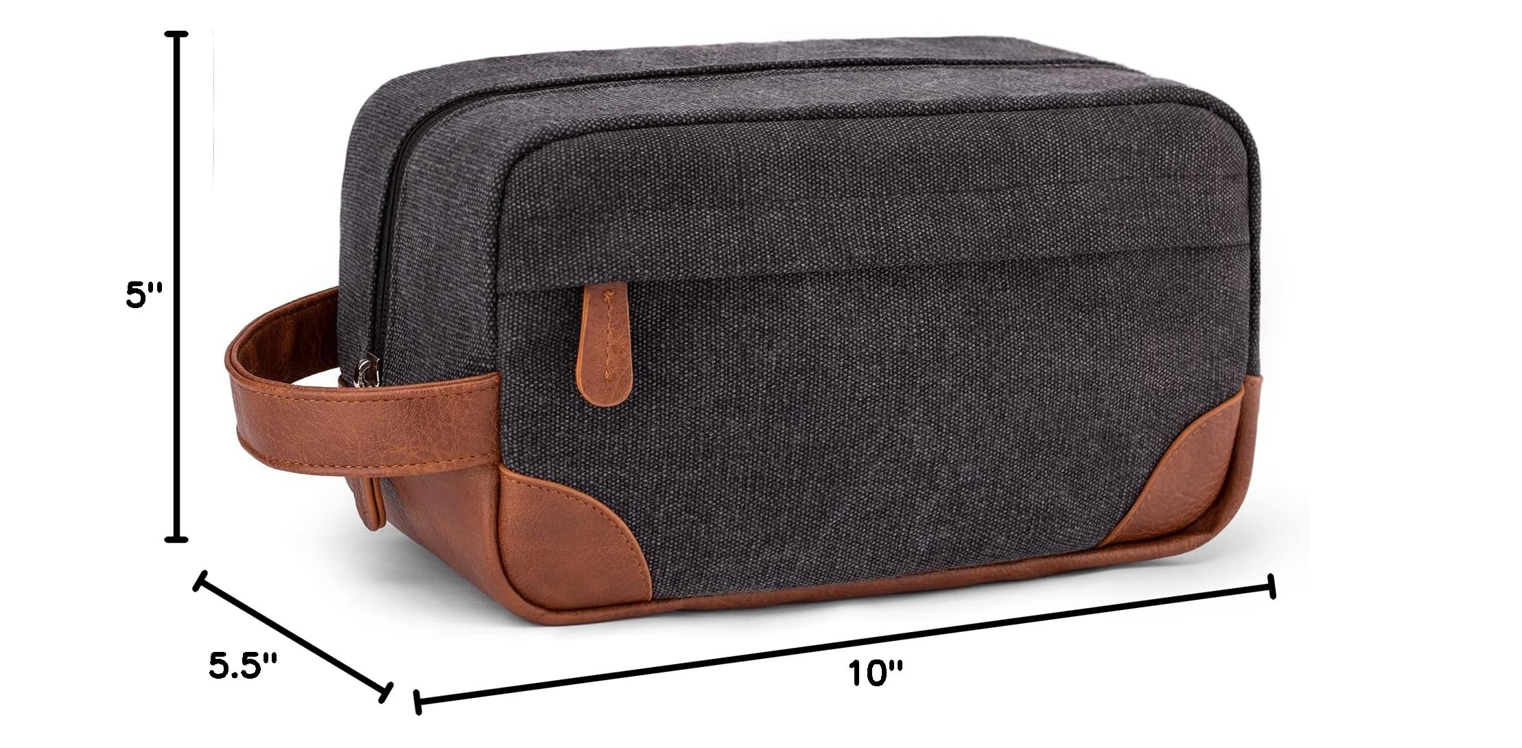 Vorspack Hanging Toiletry Bag for Men - Water Resistant Canvas Dopp Kit with Large Capacity, Travel Shaving Organizer (Dark Grey) - Perfect for Camping, Gym & Business Trips