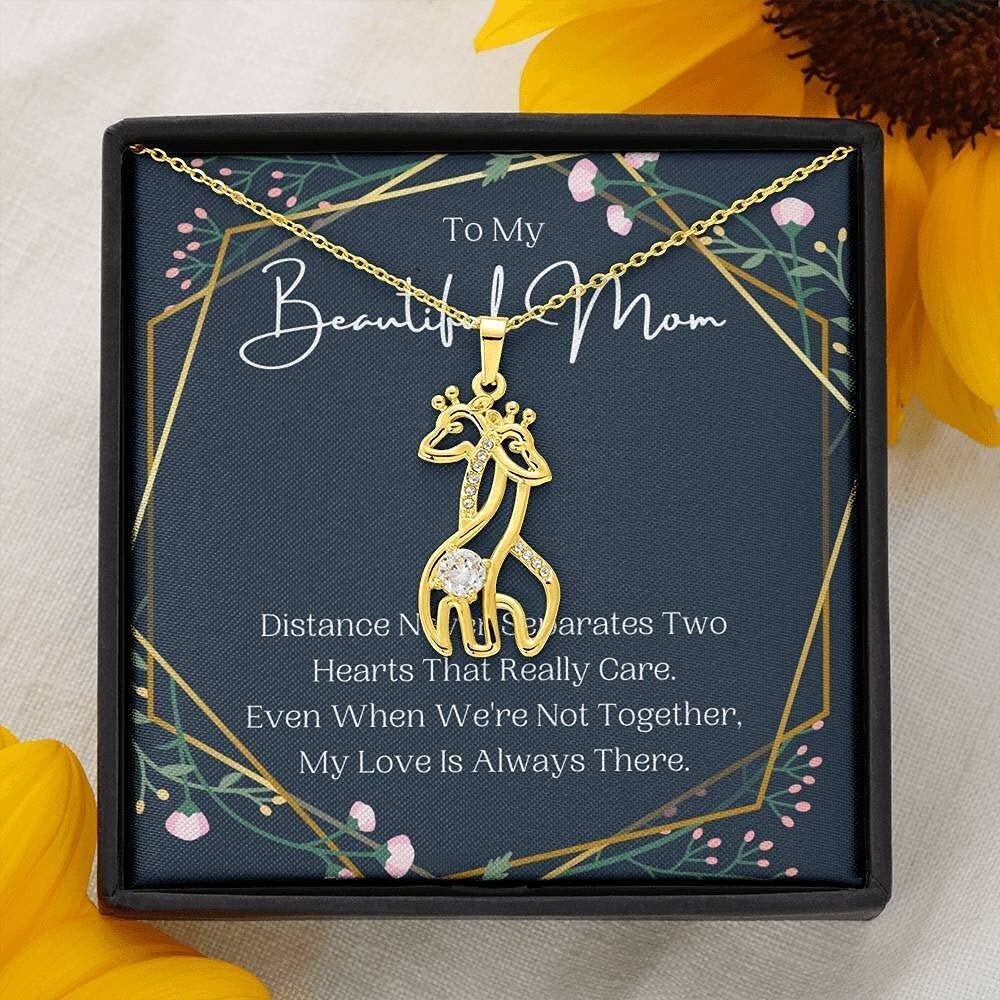 Handmade Personalized Giraffe Message Card Necklace - Unique Birthday Gift for Mom, Mother's Day Present from Daughter/Son - Perfect for Special Occasions & Everyday Wear