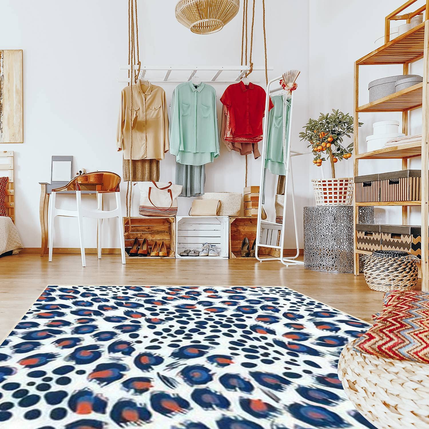 Modern Abstract Leopard Print Area Rugs - Stain Resistant Non-Slip Carpet for Living Room, Bedroom, Kitchen & Bathroom - Soft Rectangular Home Decor Mat for Cozy Spaces & High Traffic Areas
