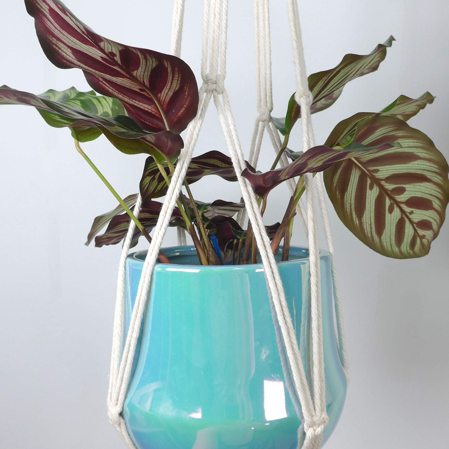 ALLADINBOX Macrame Plant Hanger - 2 Pack 40 Inch Cotton Rope Hanging Planter Basket with 4 Legs for Indoor & Outdoor Plants (Fits Pots Up to 8 Inches, Plant & Pot Not Included) - Perfect for Boho Home Decor, Porch, Garden, and Patio
