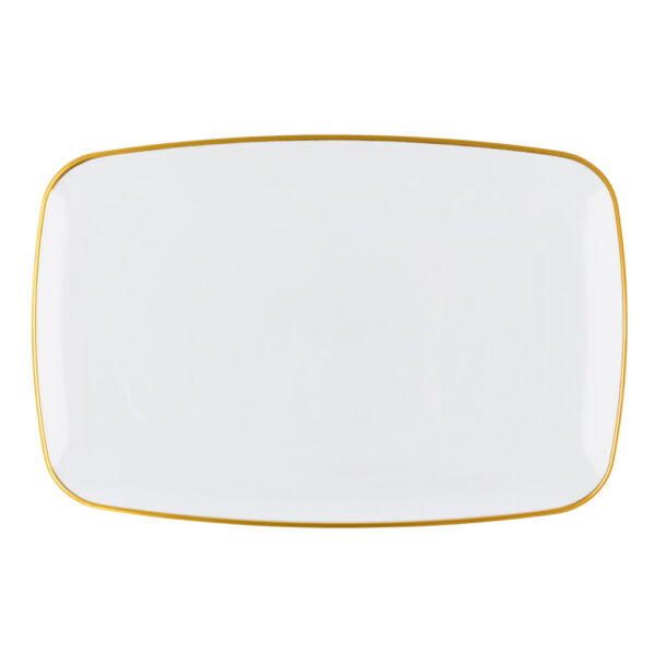 Organic White and Gold Rectangle Serving Dish - Elegant Appetizer Platter for Cheese, Charcuterie & Desserts - Perfect for Parties, Weddings & Holiday Entertaining