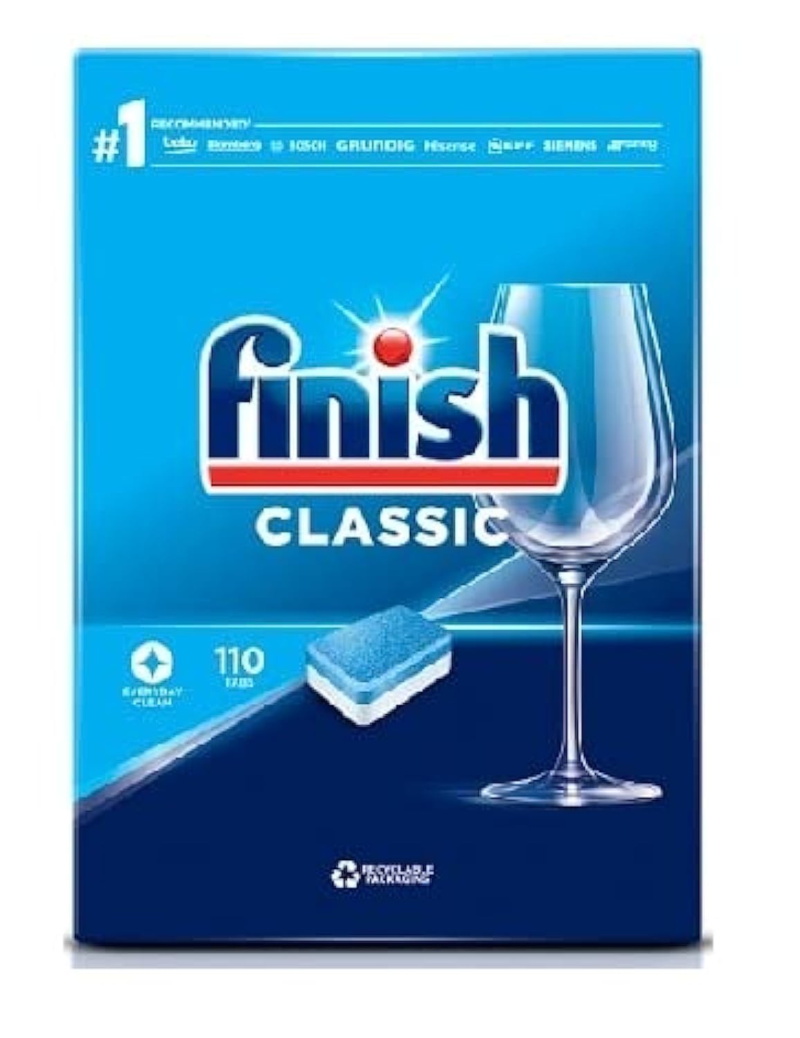 Finish Dishwasher Detergent Tablets Classic - 110 Count | Powerful Cleaning for Dishes, Glasses & Silverware | Perfect for Daily Dishwashing & Heavy Loads