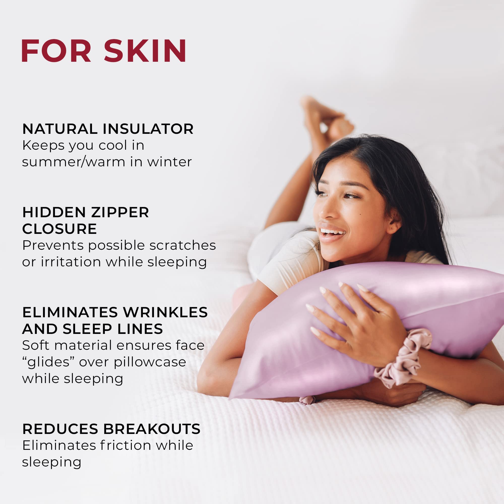 Mellanni 100% Pure Silk Pillowcase King Size - Hypoallergenic & Breathable Silk Pillow Cover for Hair & Skin Care - Wrinkle Prevention - Naturally Cooling with Hidden Zipper - Easy Care (King, Lilac) - Perfect for Beauty Sleep, Hot Sleepers & Sensitive Skin