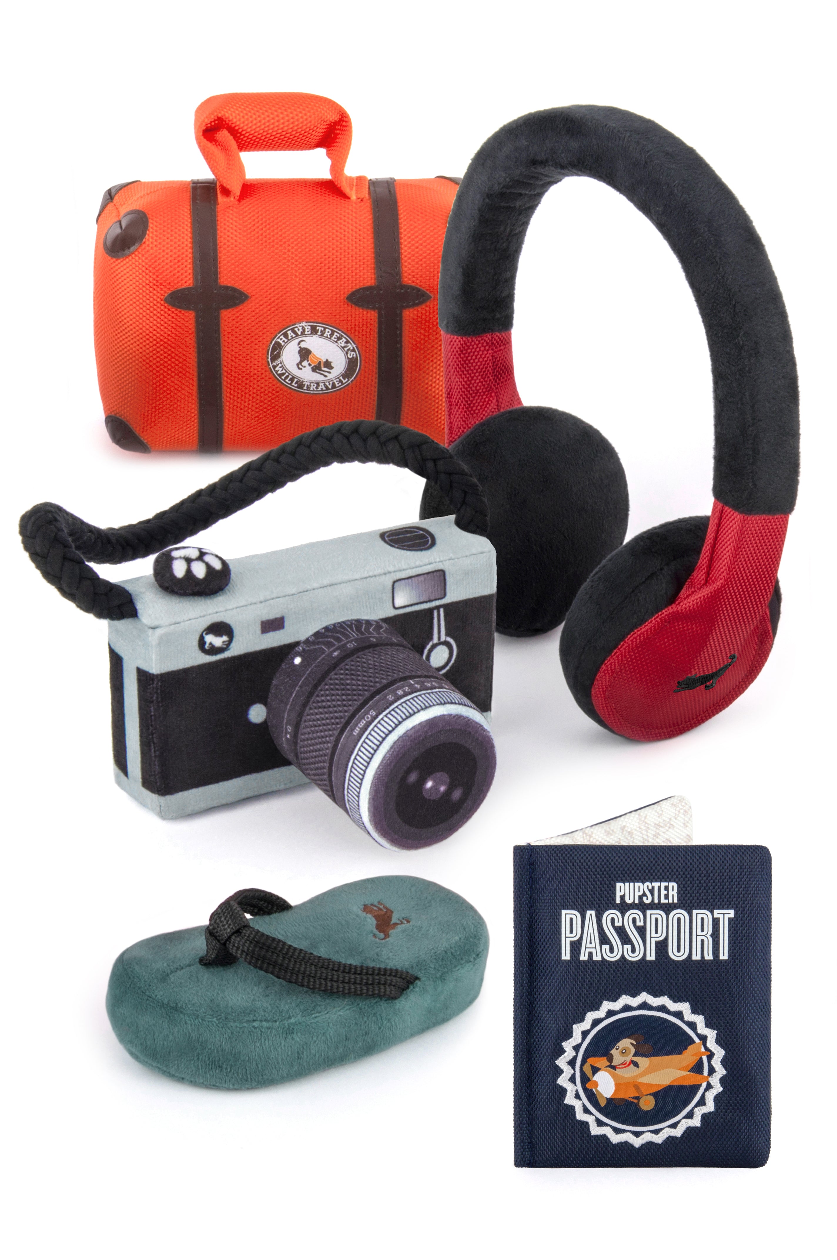 Globetrotter Plush Dog Toy - La Maleta Travel-Themed Chew Toy for Dogs | Pet P.L.A.Y. | Perfect for Travel, Playtime & Cuddling