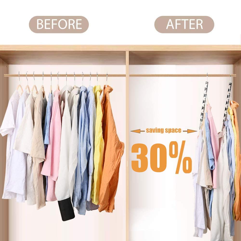 Space Saving Clothes Hangers - 8 Pack Metal Magic Hangers for Wardrobe Organization | Wrinkle-Free, Heavy Duty Closet Organizer | Perfect for Small Spaces, Travel & Home Storage