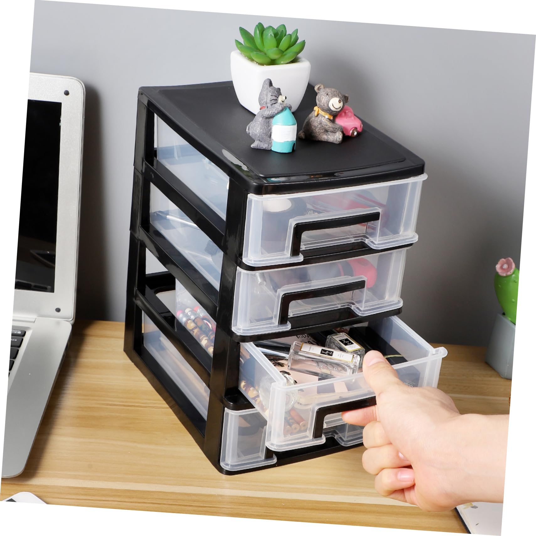 BESPORTBLE 3-Tier Portable Drawer Organizer - Clear Plastic Storage Tote with Wheels for Closet, Bedroom, Bathroom | Perfect for Makeup, Jewelry, Office Supplies & Small Item Organization