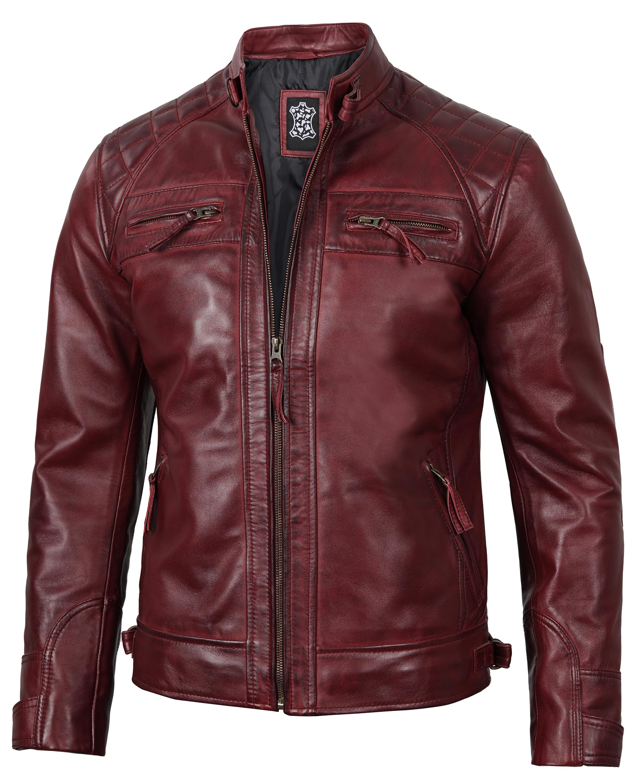 Blingsoul Men's Motorcycle Leather Jacket - Quilted Cafe Racer Biker Jacket for Men | Durable & Stylish Riding Gear for Cruising & Urban Fashion