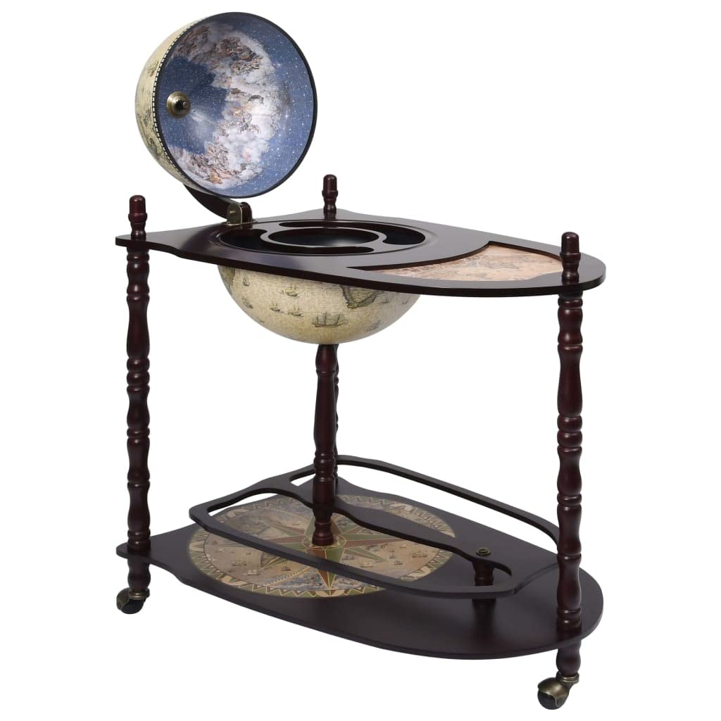 CHARMMA Freestanding Globe Bar Wine Stand - Elegant Eucalyptus Wood in Green (9.35KG) - Perfect for Home Bars, Outdoor Parties & Wedding Decor