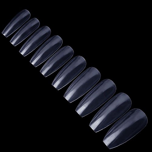 600Pcs Coffin Press on Nails for Women - Clear Ballerina Acrylic False Nails Full Cover Tips, 10 Sizes - Perfect for Nail Salons, DIY Nail Art & Special Occasions (Weddings, Parties, Prom)