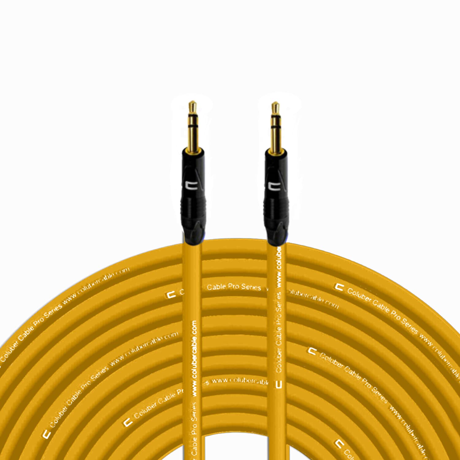 COLUBER CABLE 3.5mm TRS Male to TS Male Audio Cable - 200ft Yellow Professional 3-Pin Microphone Connector for Powered Speakers, Audio Interfaces & Mixers - Perfect for Live Performances, Studio Recording & DJ Setups