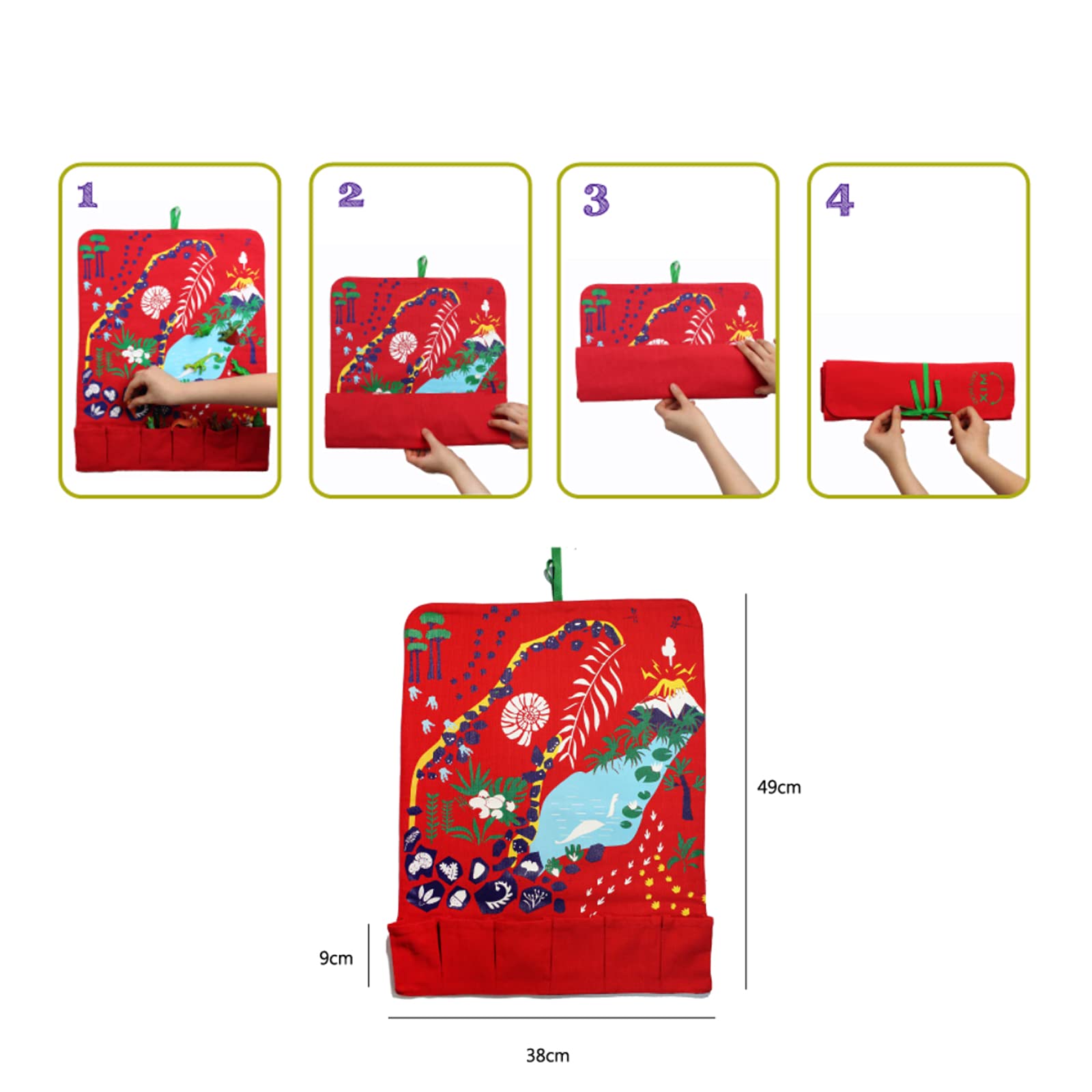 XIMDOMADO Portable Roll Up Storage Play Mat for Kids - Dinosaur Design, Non-Toxic & Waterproof, Perfect for Nursery, Playroom & Travel - Great for Toys, Books & Baby Essentials Storage