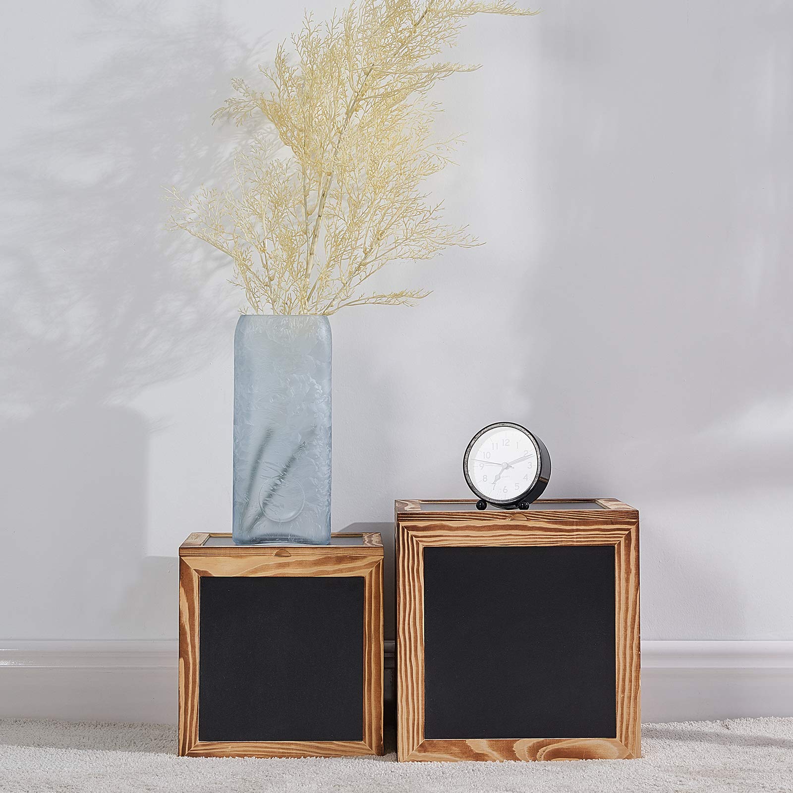 Set of 2 Rustic Wooden Storage Boxes with Chalkboard Paint (7.9