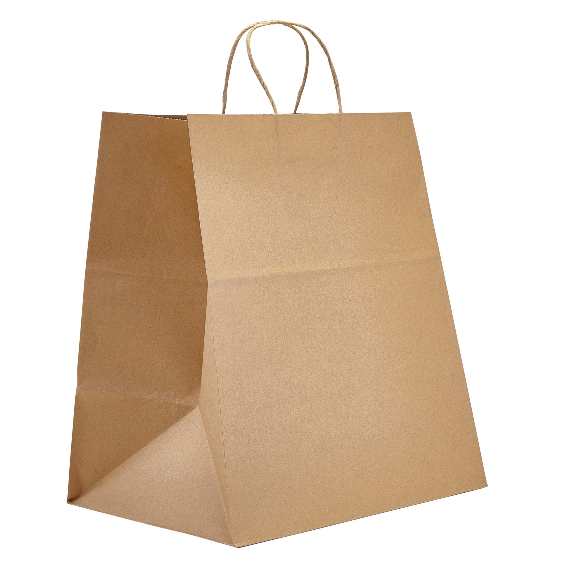 Eco-Friendly Kraft Paper Tote Bags 14x9.75x15.5 Inches [100 Pack] - Recyclable Gift & Food Service Bags for Retail, Grocery & Takeout