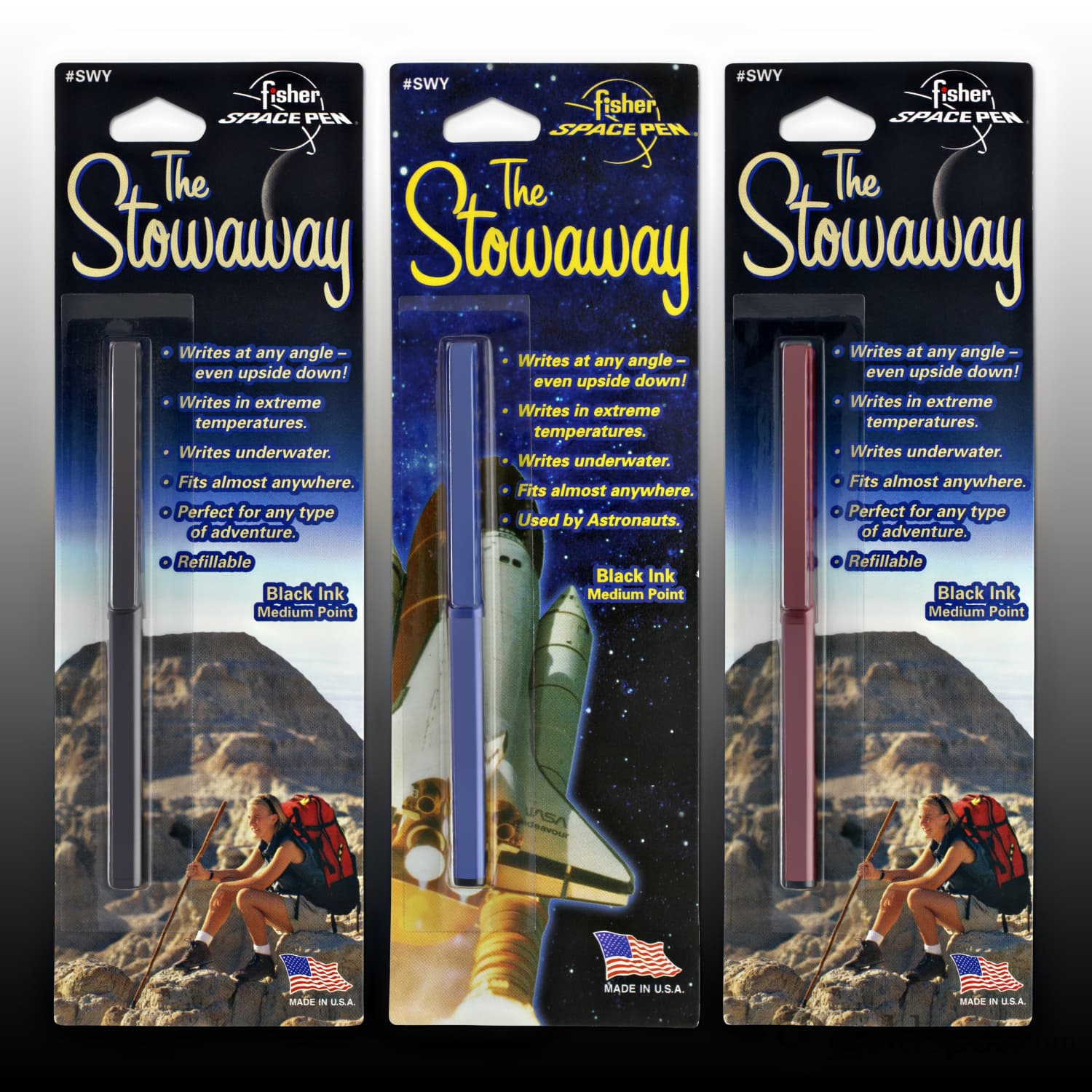 Fisher Space Pen Stowaway Ballpoint Pen - Red Anodized Aluminum, Refillable, Pressurized Ink for Extreme Conditions - Perfect for Outdoor Adventures, Travel & Everyday Writing