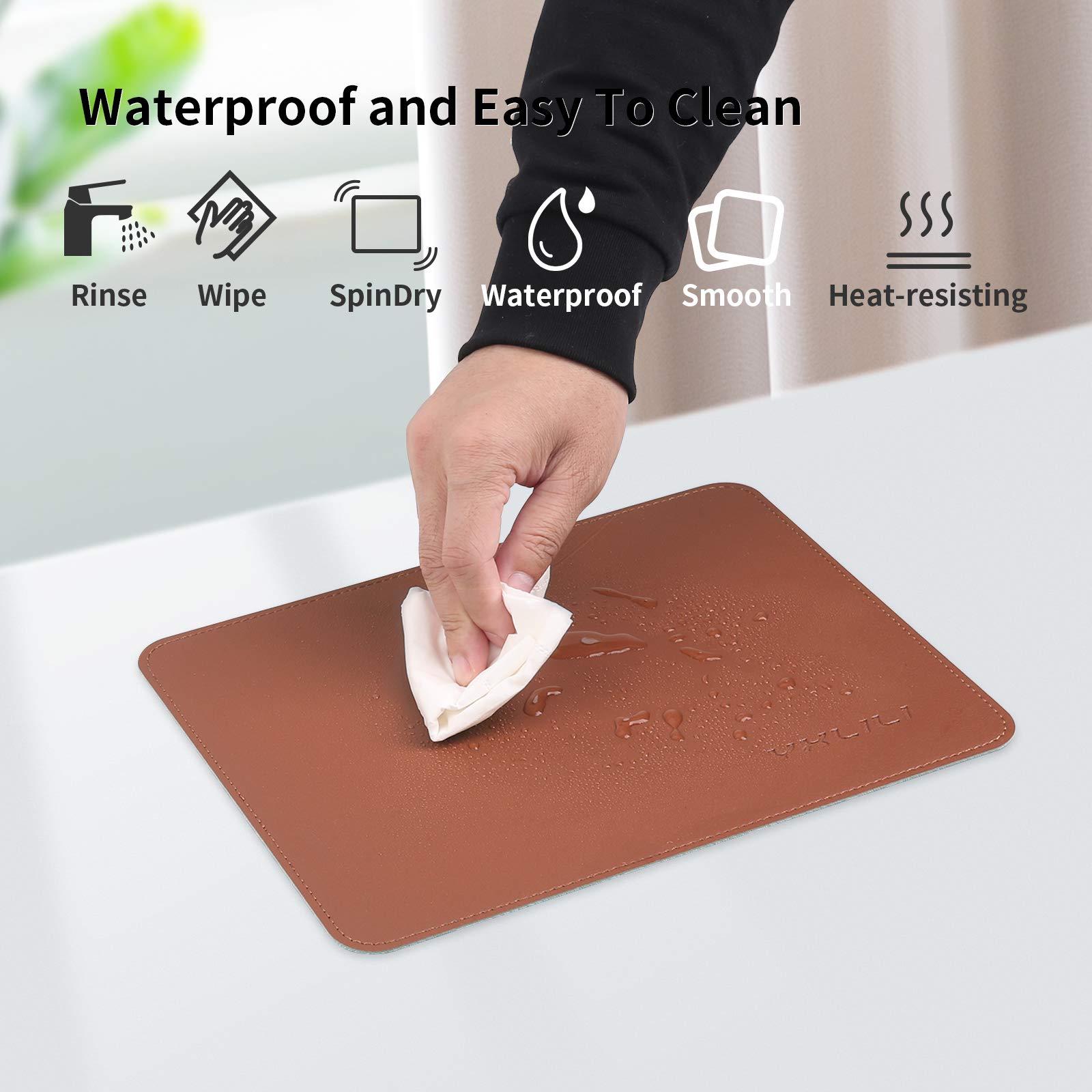 Dual-Sided PU Leather Mouse Pad - Waterproof & Ultra Smooth Gaming Mouse Mat with Stitched Edge for Office, Home & PC Work | Perfect for Gaming Setups & Workspace Organization