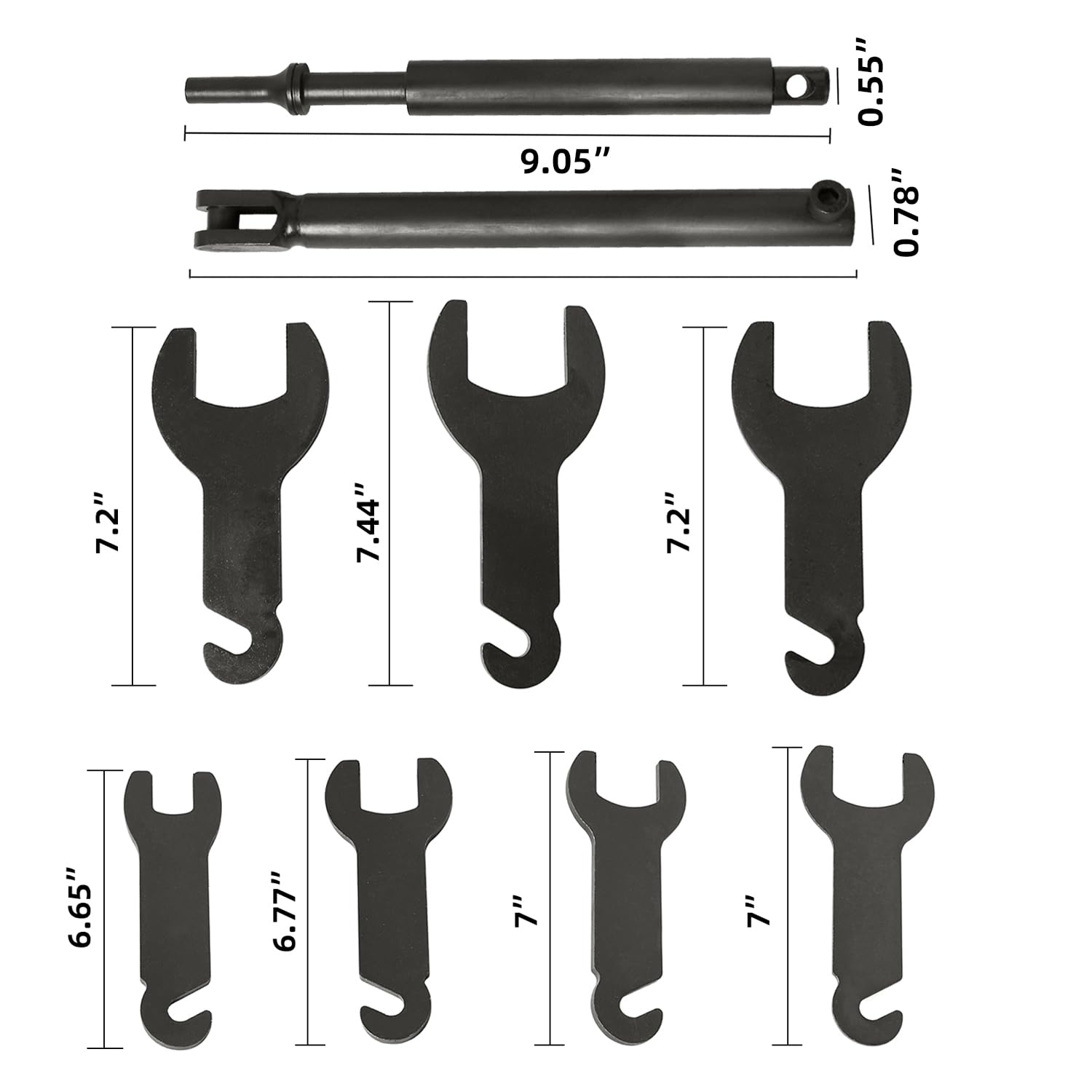 DPTOOL 9Pcs Pneumatic Fan Clutch Wrench Set - 43300 Fan Clutch Removal Tool Kit Compatible with Ford, GM, Chrysler, Jeep, Dodge, Ram - Professional Auto Clutch Fan Installer & Remover for Mechanics & DIY Enthusiasts - Perfect for Garage Repairs & Engine Maintenance