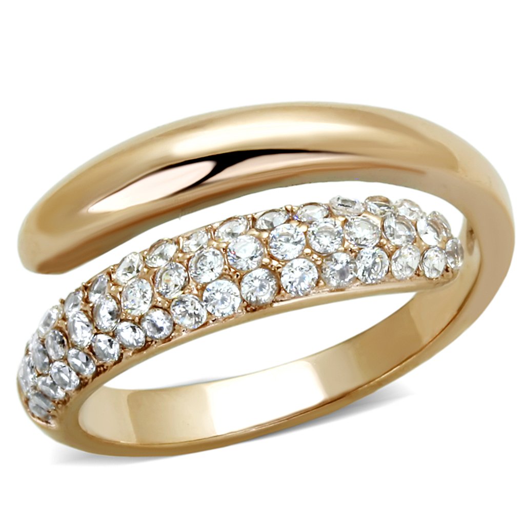 Elegant Clear CZ Wrap Rose Gold Plated Ring for Women – Perfect for Weddings, Anniversaries & Special Occasions