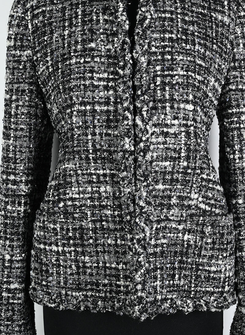 Valentino Black & White Bouclé Jacket - Size 42 | Luxury Women's Outerwear for Office & Evening Events