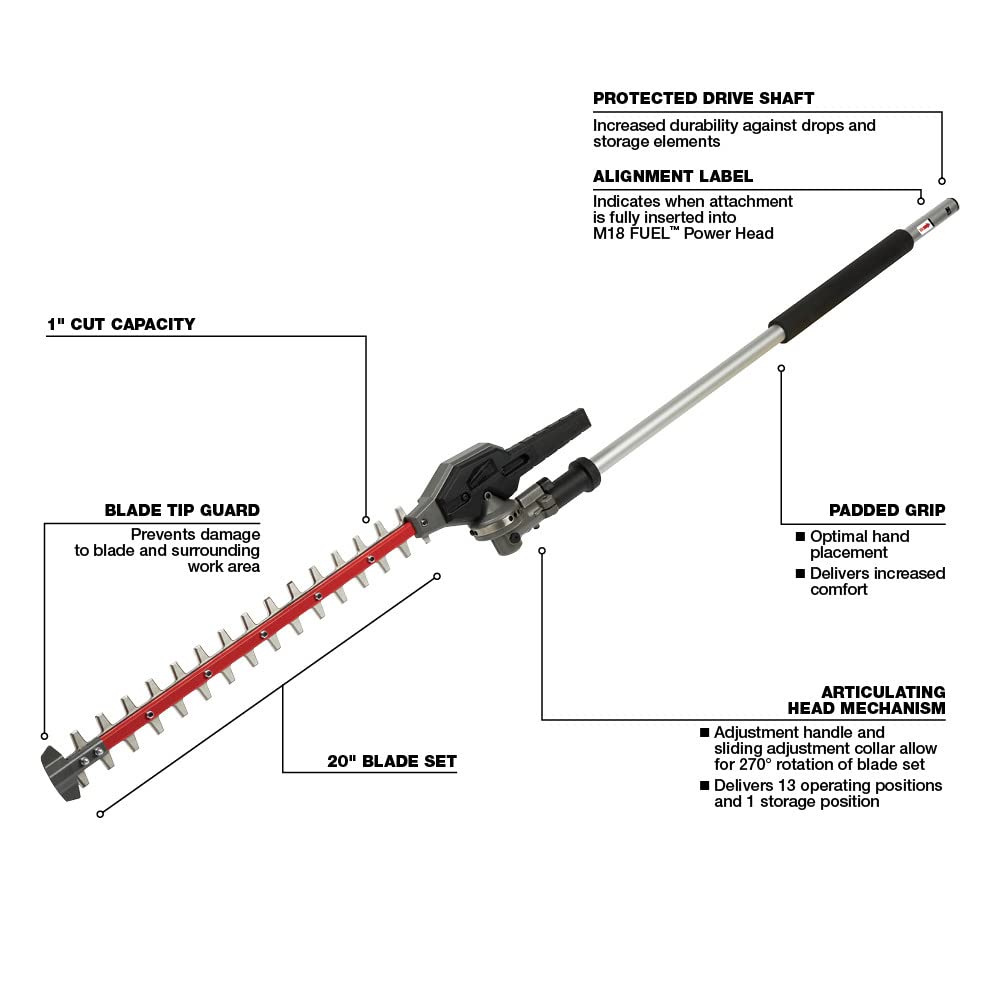 Milwaukee Clipper Attachment - Cordless Battery Powered 60.5 Inch Trimming Tool for Landscaping & Gardening | Perfect for Hedge Trimming, Lawn Edging & Yard Maintenance