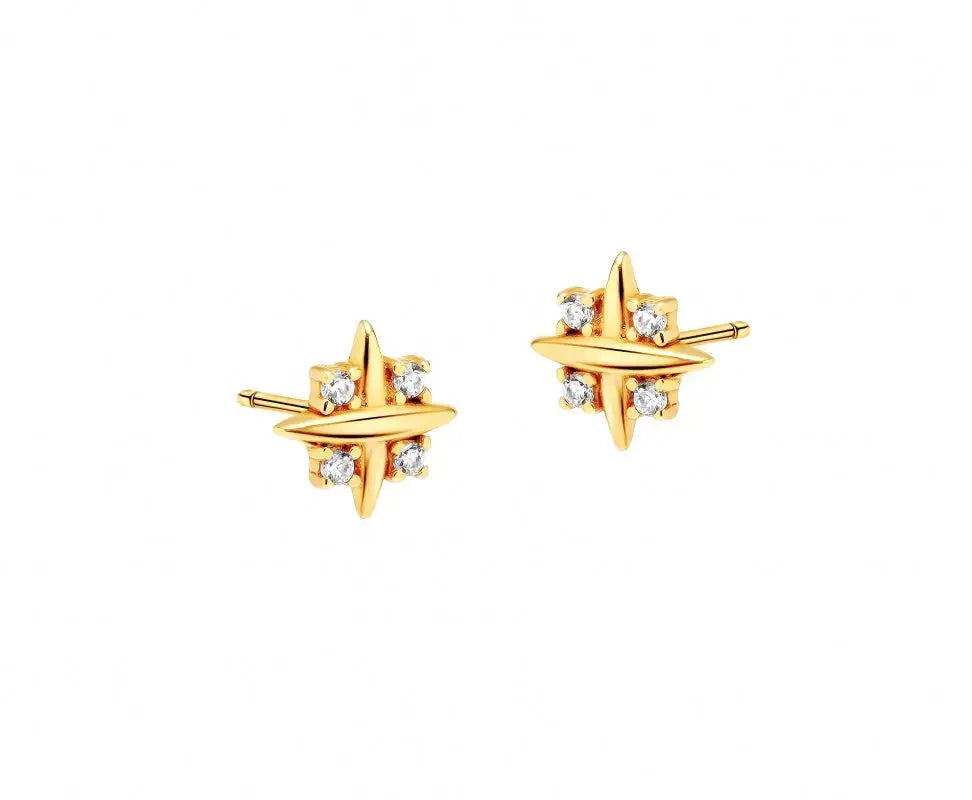 Sparkling Starburst Stud Earrings for Women - 14K Gold Plated Cubic Zirconia Earrings - Perfect for Everyday Wear, Parties & Special Occasions