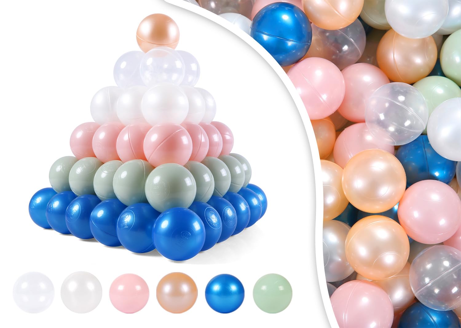 100-Piece Soft Plastic Ball Pit Balls for Kids - Crush-Proof Play Balls for Boys & Girls | Toddler Ball Pool, Play Tent & Kiddie Pool Water Toys | Perfect for Indoor Playrooms, Birthday Parties & Daycare Decorations