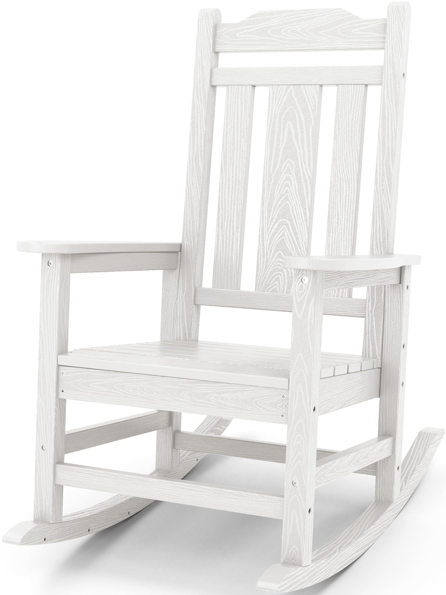 SERWALL White Outdoor Rocking Chair - Patio, Garden, Porch & Backyard Relaxation Furniture for Adults - Weather-Resistant Comfortable Rocker