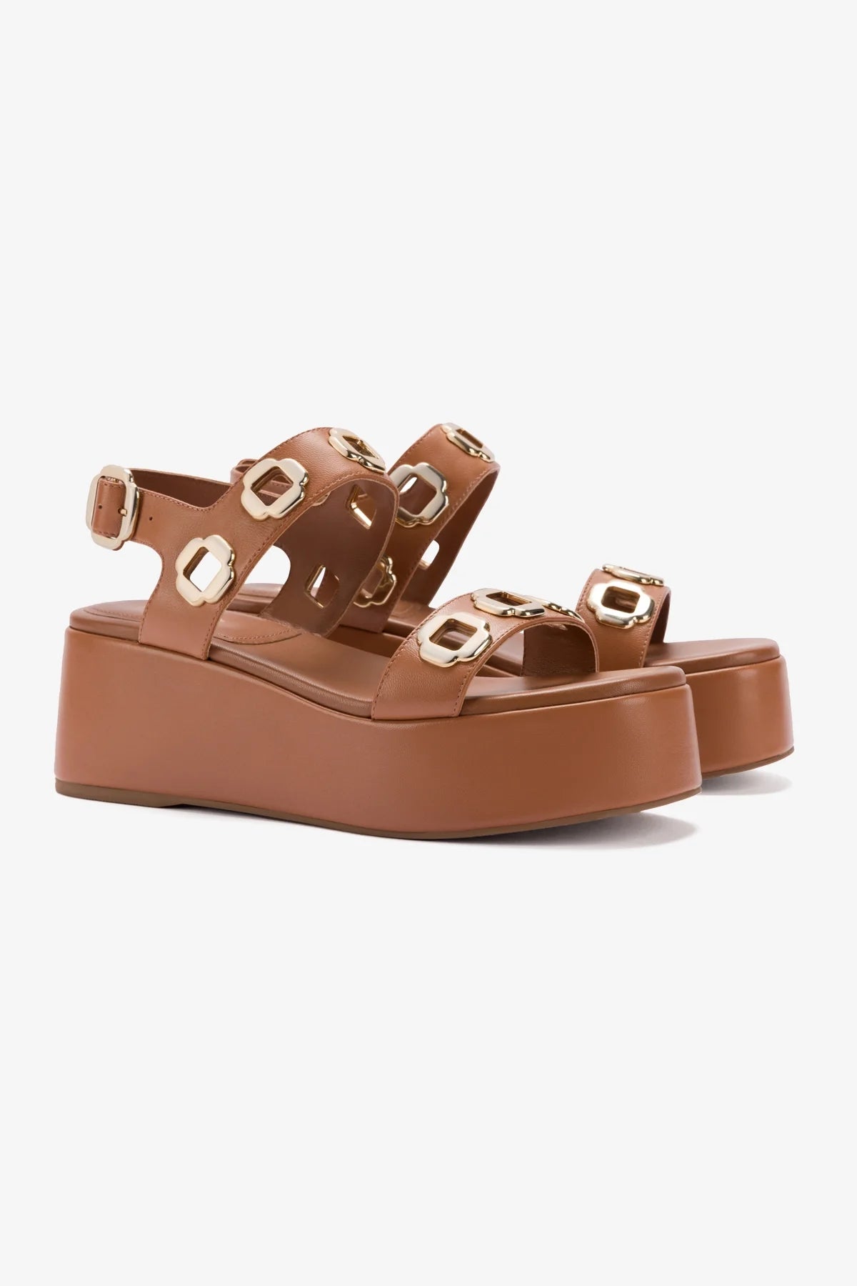 Milan Platform Sandals for Women - Caramel Leather Strappy Summer Shoes | Comfortable Casual & Beach Wear