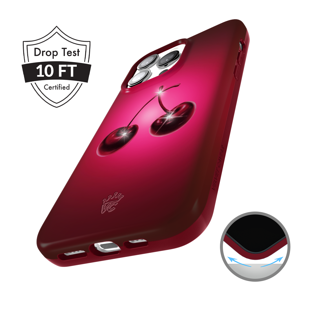 Black Cherry Crystal iPhone Case - Elegant & Durable Phone Cover for iPhone Models - Perfect for Everyday Use, Travel & Gifting