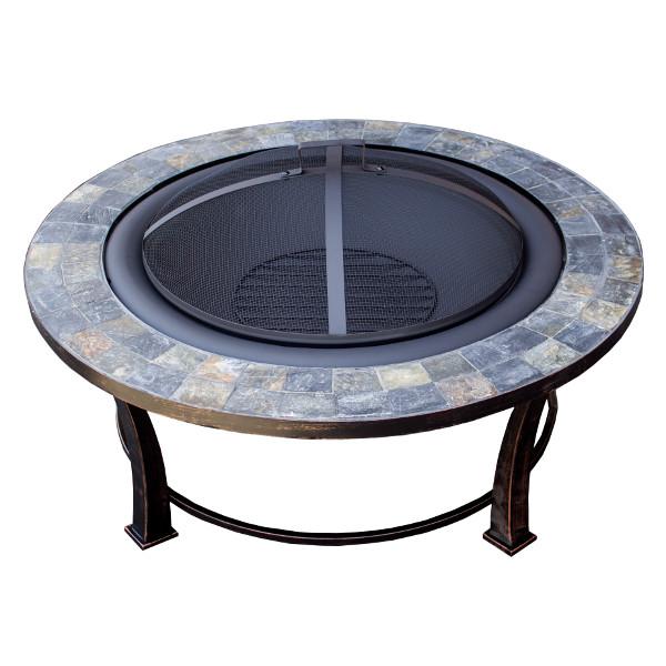 Premium Outdoor Slate Top Wood Burning Fire Pit - Heavy Duty Steel Fireplace for Backyard, Patio, and Camping - Perfect for Roasting Marshmallows, Bonfires & Outdoor Gatherings