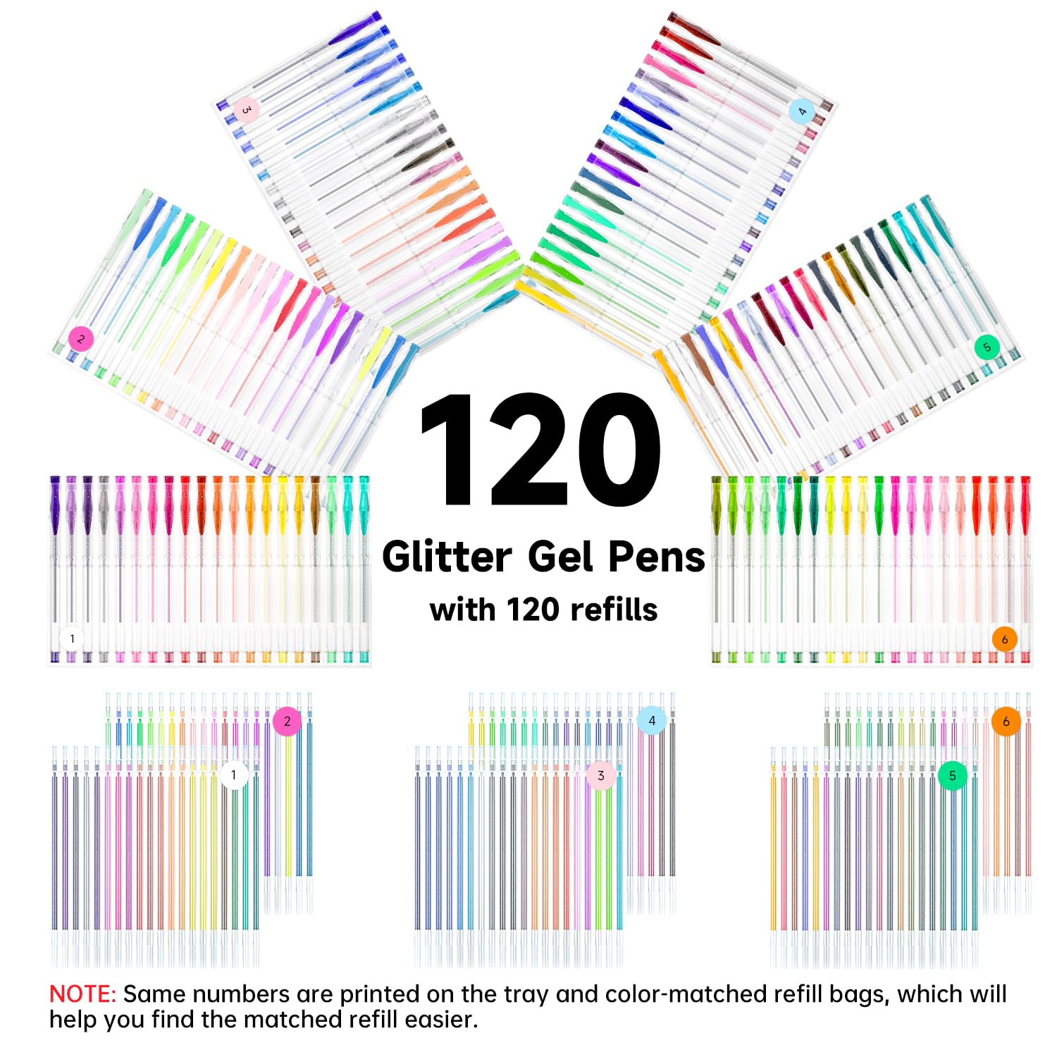 Shuttle Art 240 Pack Glitter Gel Pens Set - 120 Vibrant Colors with 120 Refills for Adult Coloring Books, Bullet Journaling, Scrapbooking & DIY Crafts - Perfect for Artists, Students & Creative Projects