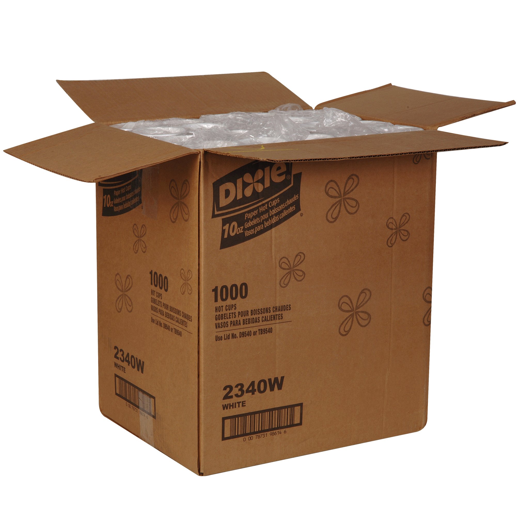 Dixie 10 oz. White Paper Hot Coffee Cups - 1000 Count (50 Cups/Sleeve, 20 Sleeves/Case) by GP PRO - Ideal for Offices, Cafes, and Events