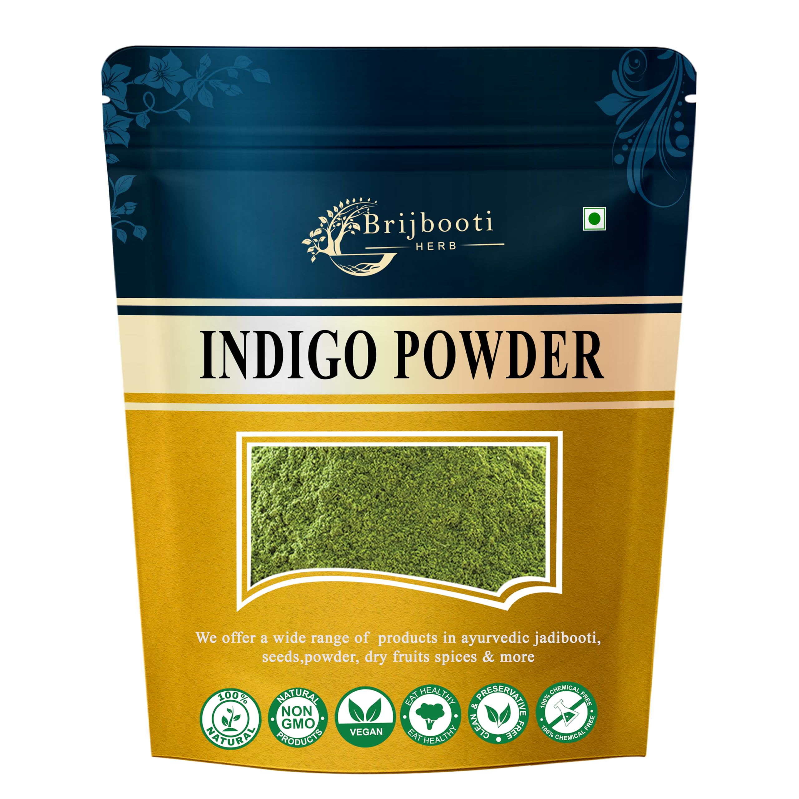 Organic Indigo Powder for Black Hair Dye (200g) | Pure Natural Henna Alternative | Hair Coloring & Tattoo Use | DIY Beauty & Herbal Hair Treatment