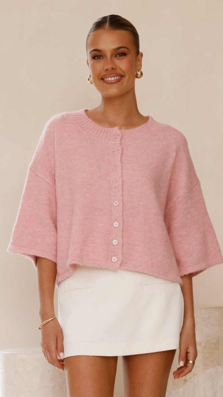Gazelle Button Up Knit T-Shirt for Women | Soft Pink Casual Top | Perfect for Work, Date Night & Weekend Outings