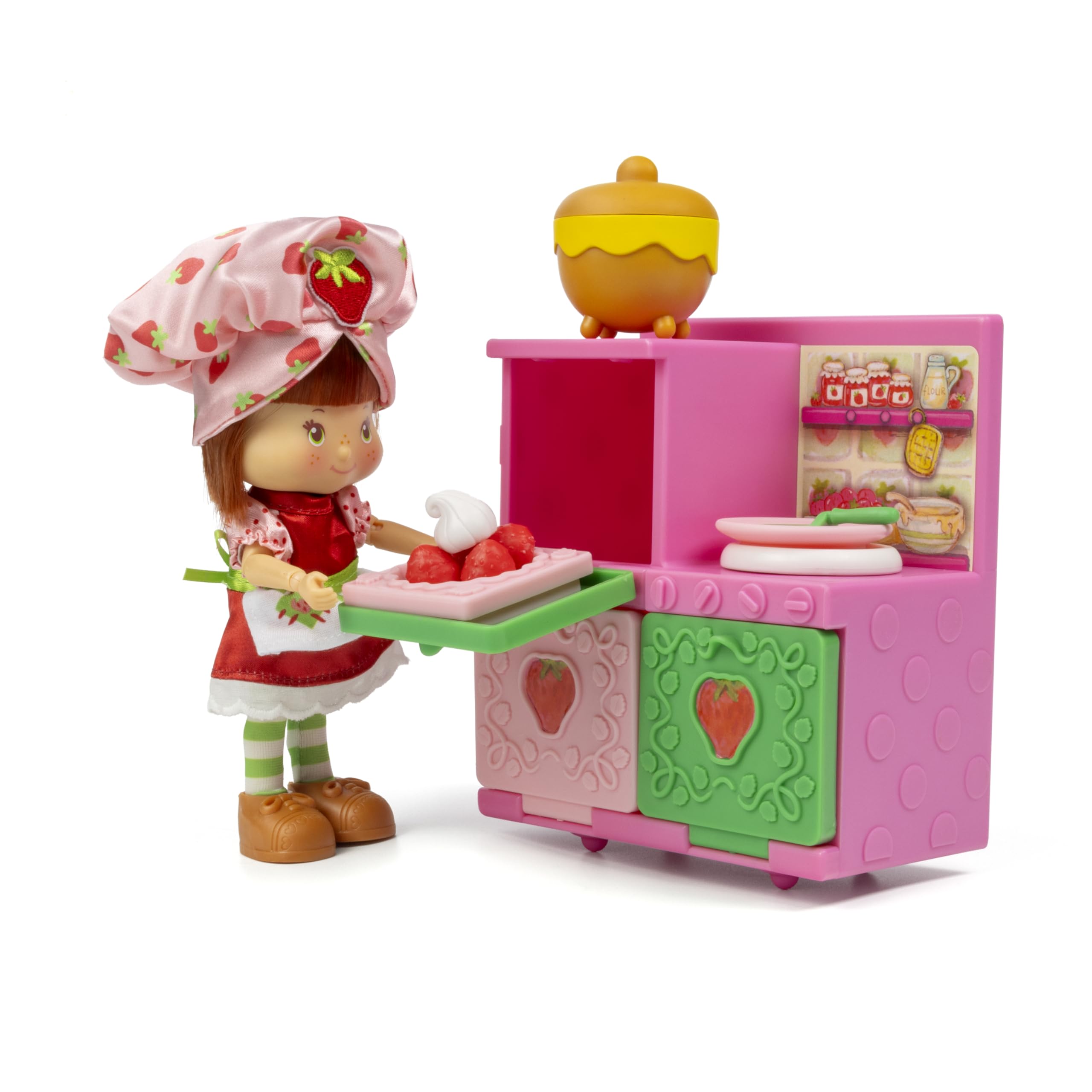 Strawberry Shortcake Sweet Scented 5.5-inch Posable Fashion Doll with Baking Dress & Berry Bake Playset - Oven, Baking Mixes & Cooking Accessories for Kids Pretend Play & Collectible Display