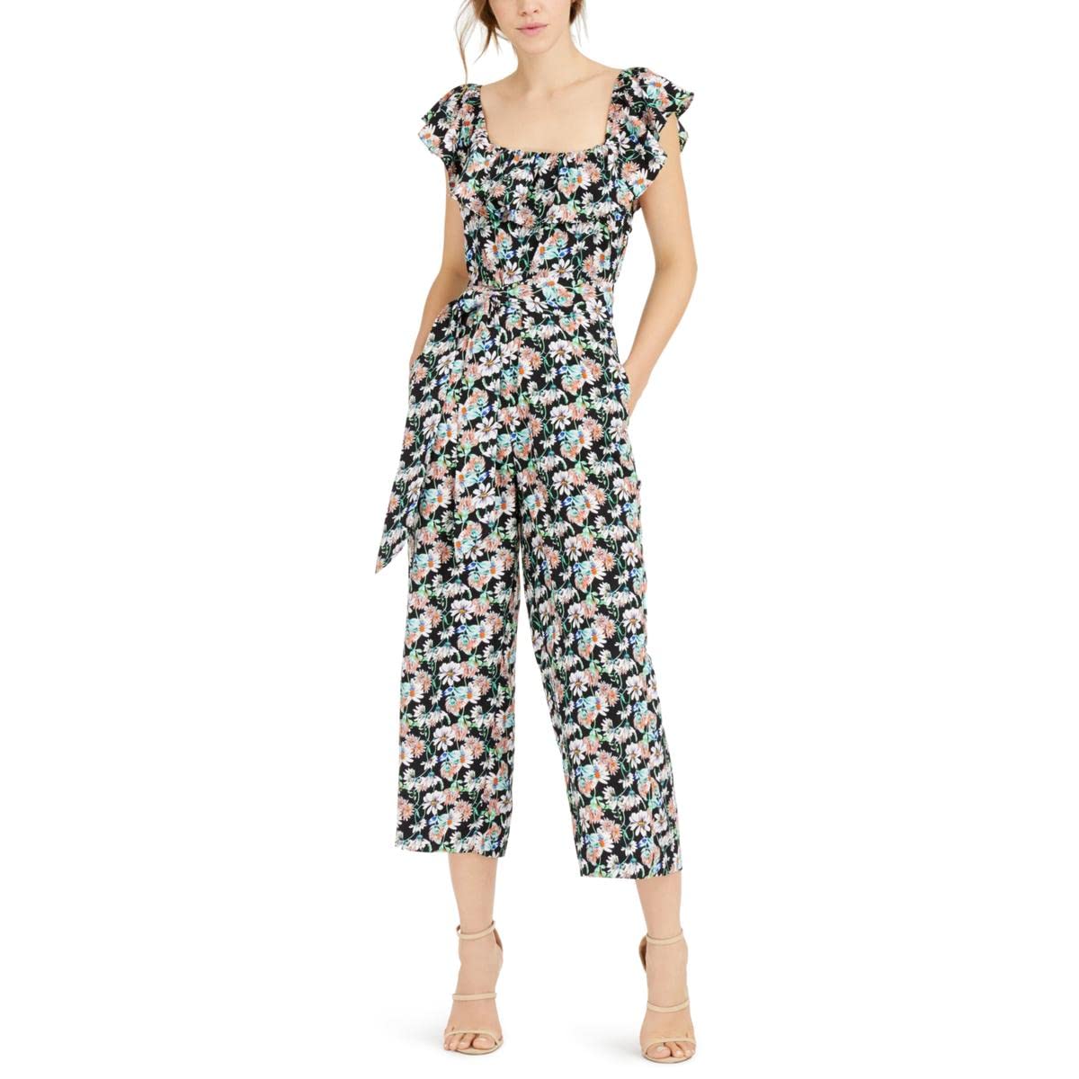 Sam Edelman Vintage Garden Jumpsuit for Women - Floral Print Romper with Pockets | Perfect for Summer Outfits, Beach Vacations & Boho Fashion