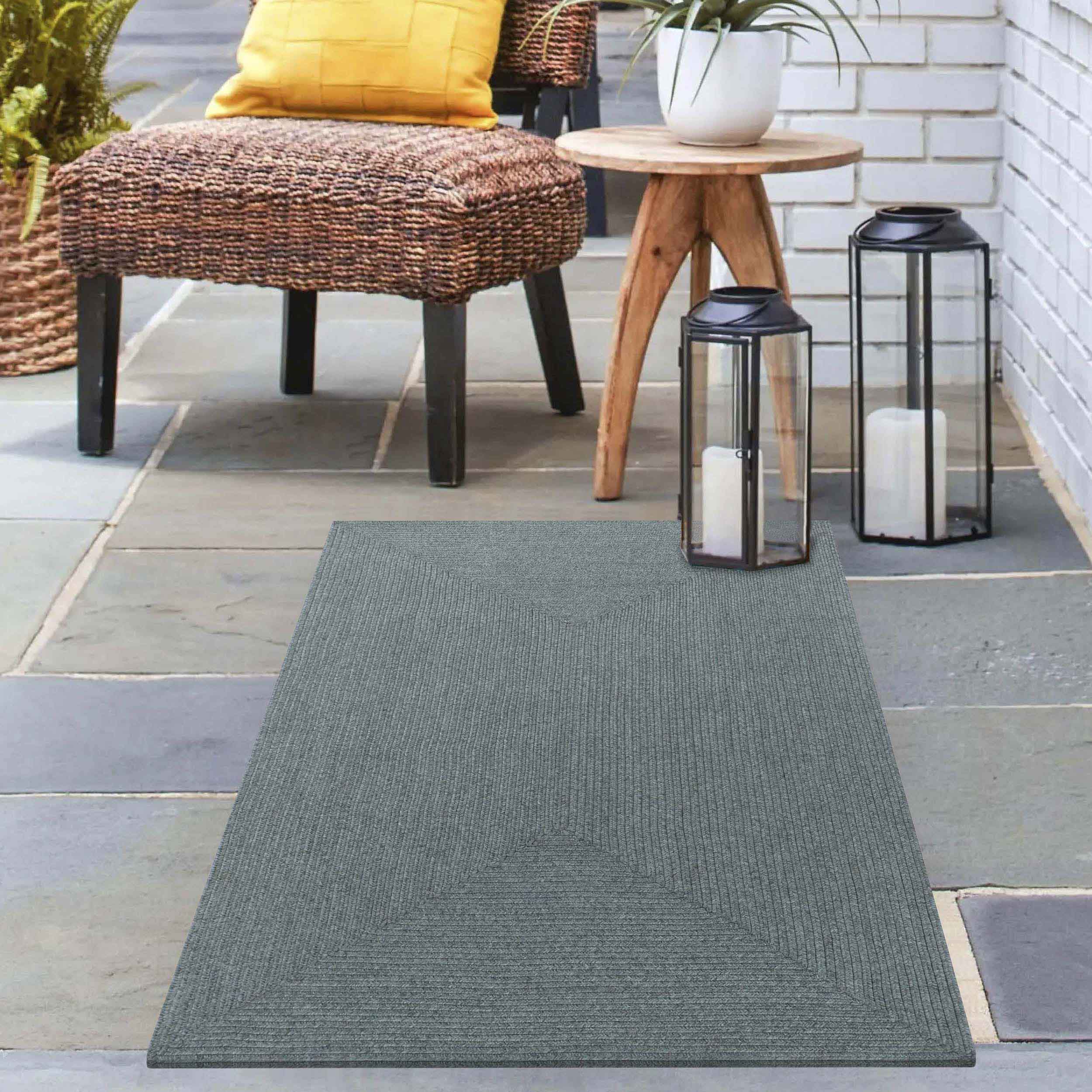 Bohemian Rectangle Braided Area Rug - Non-Slip Indoor Outdoor Rug for Living Room, Bedroom, Patio - Soft Woven Jute Natural Fiber Floor Mat for Home Decor
