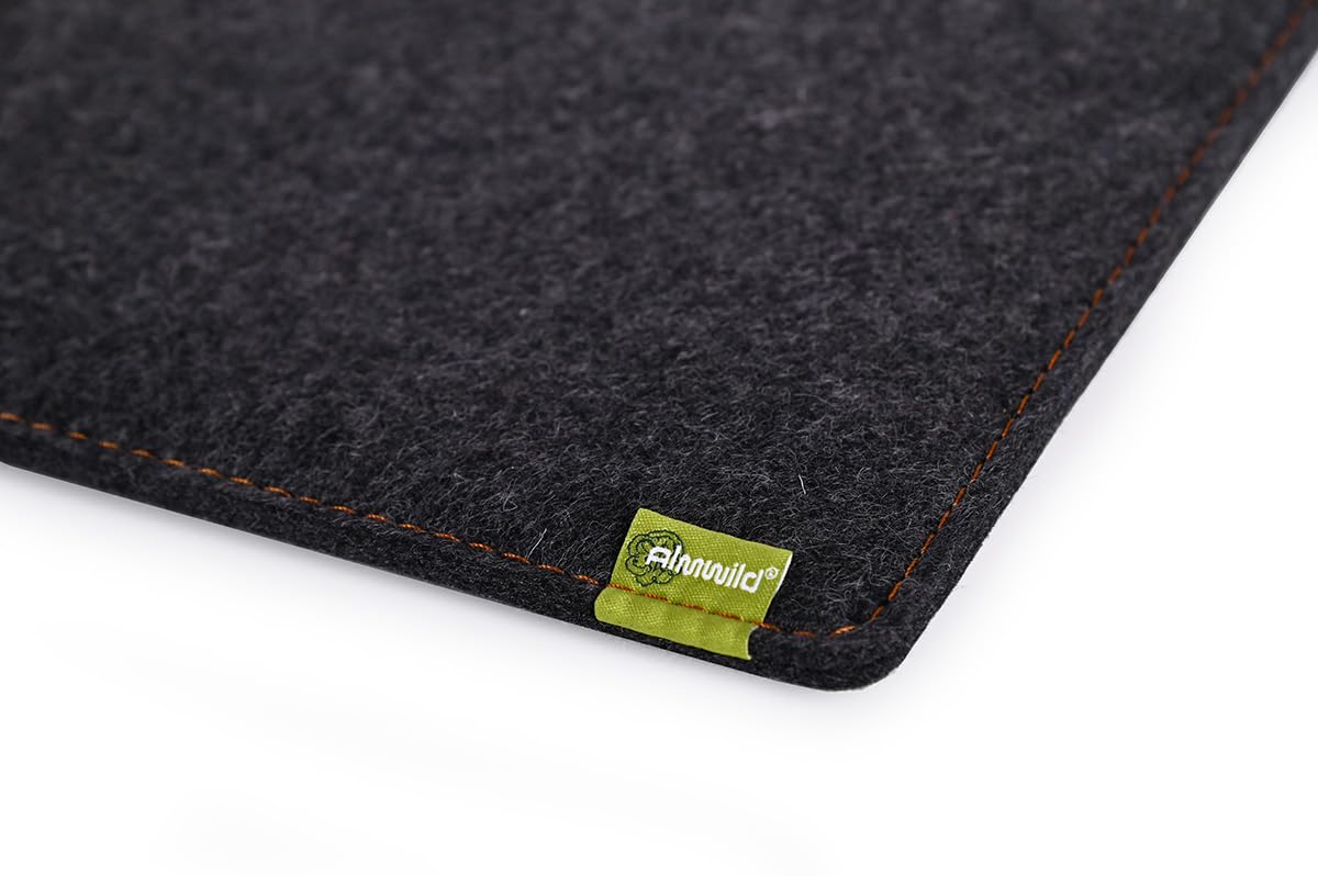Almwild Premium Leather Case for Apple iPad Air & iPad Air 2 - Compatible with Smart Cover - Dark Grey with Bordeaux Flap Closure - Perfect for Work, Travel & Daily Protection