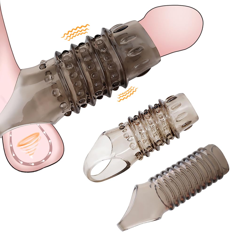 Premium 5-Piece Silicone Penis Sleeve & Cock Ring Set - Penis Extender, Girth Enhancer & Erection Booster for Longer Lasting Pleasure | Adult Sex Toys for Men & Couples | Enhance Intimacy & Spice Up Your Sex Life