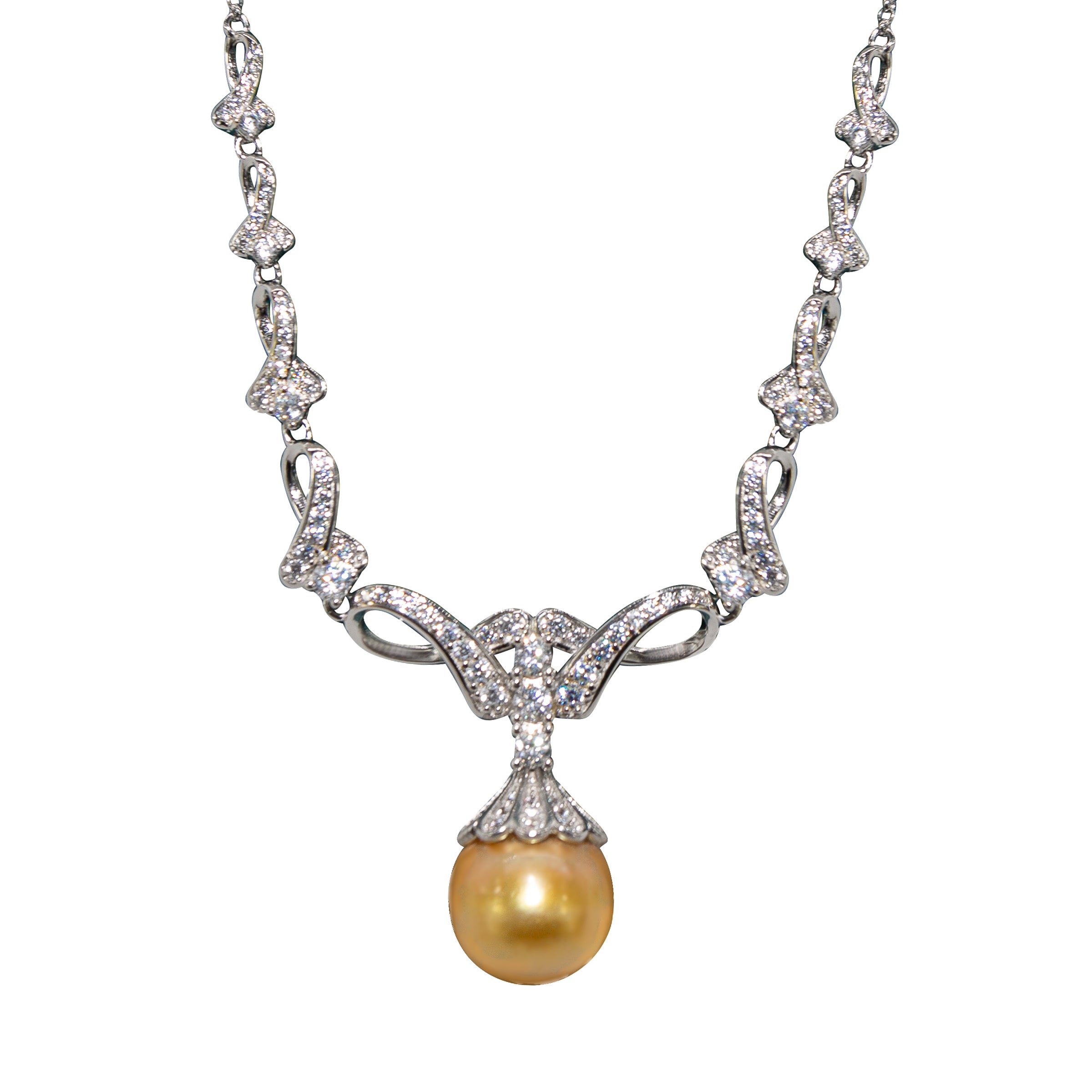 Luxury 14K Gold South Sea Pearl Necklace with Crown Charm - Elegant Jewelry for Women, Perfect for Weddings, Parties & Special Occasions