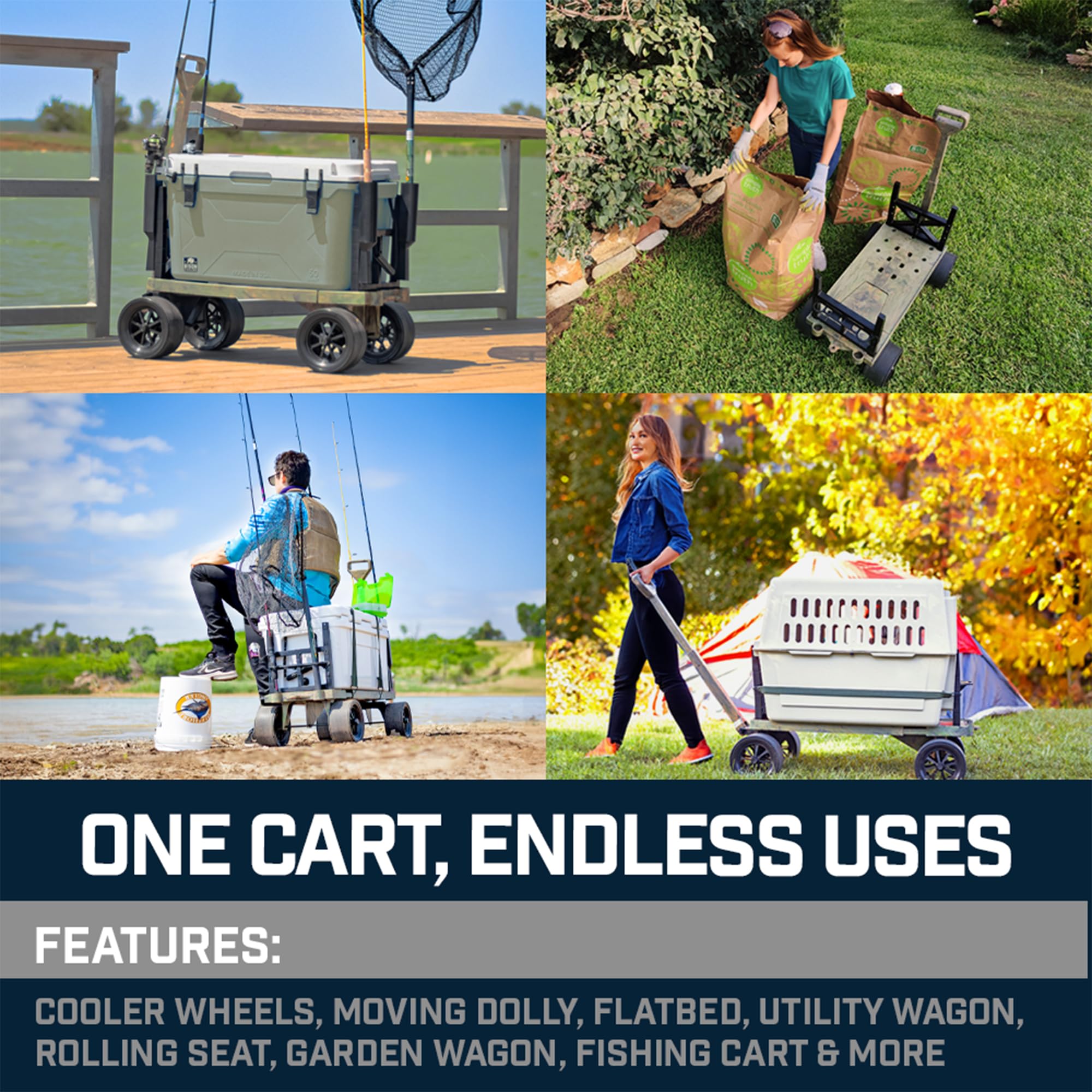 Mighty Max Collapsible Outdoor Utility Wagon - 250lb Capacity All-Terrain Cart with Cooler Wheels & Rod Holders for Fishing, Camping, Gardening & Yard Work | Heavy Duty Camo Folding Wagon for Beach, Tailgating & Outdoor Adventures