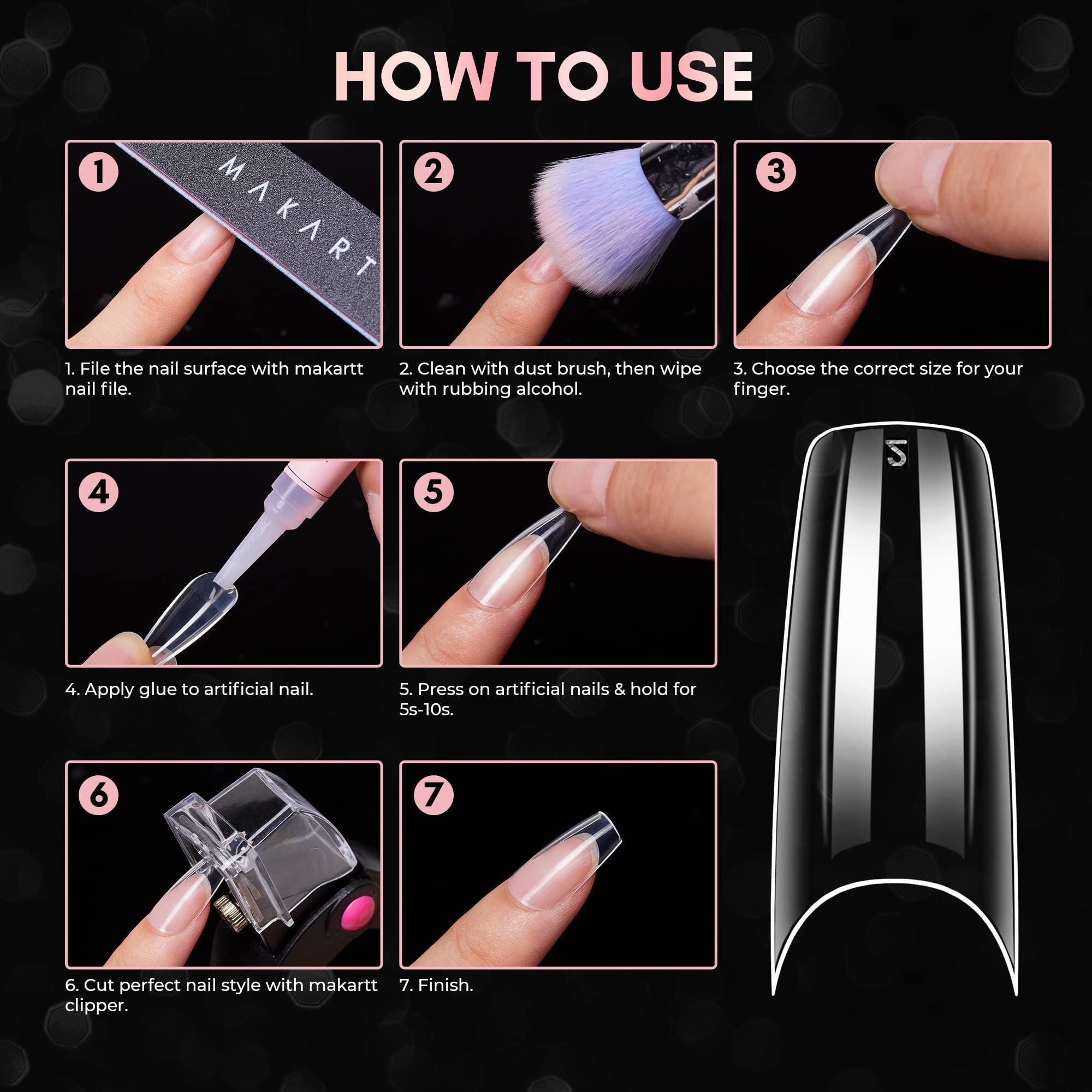 Makartt 500pcs French Nail Tips for Gel & Acrylic Extensions - Half Cover False Nails in 10 Sizes | Press On Nails for Salon & Home Manicure | Perfect for Weddings, Parties & Everyday Wear